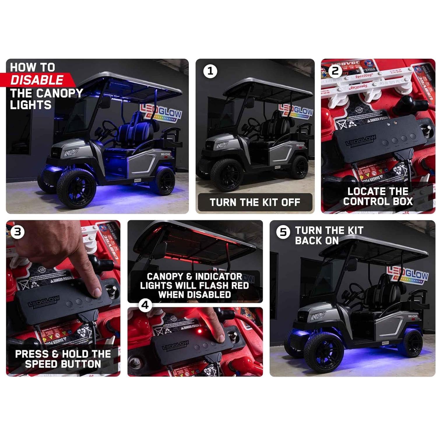 Kit de Iluminación LEDGlow 12 Piezas Multicolor para Carro de Golf