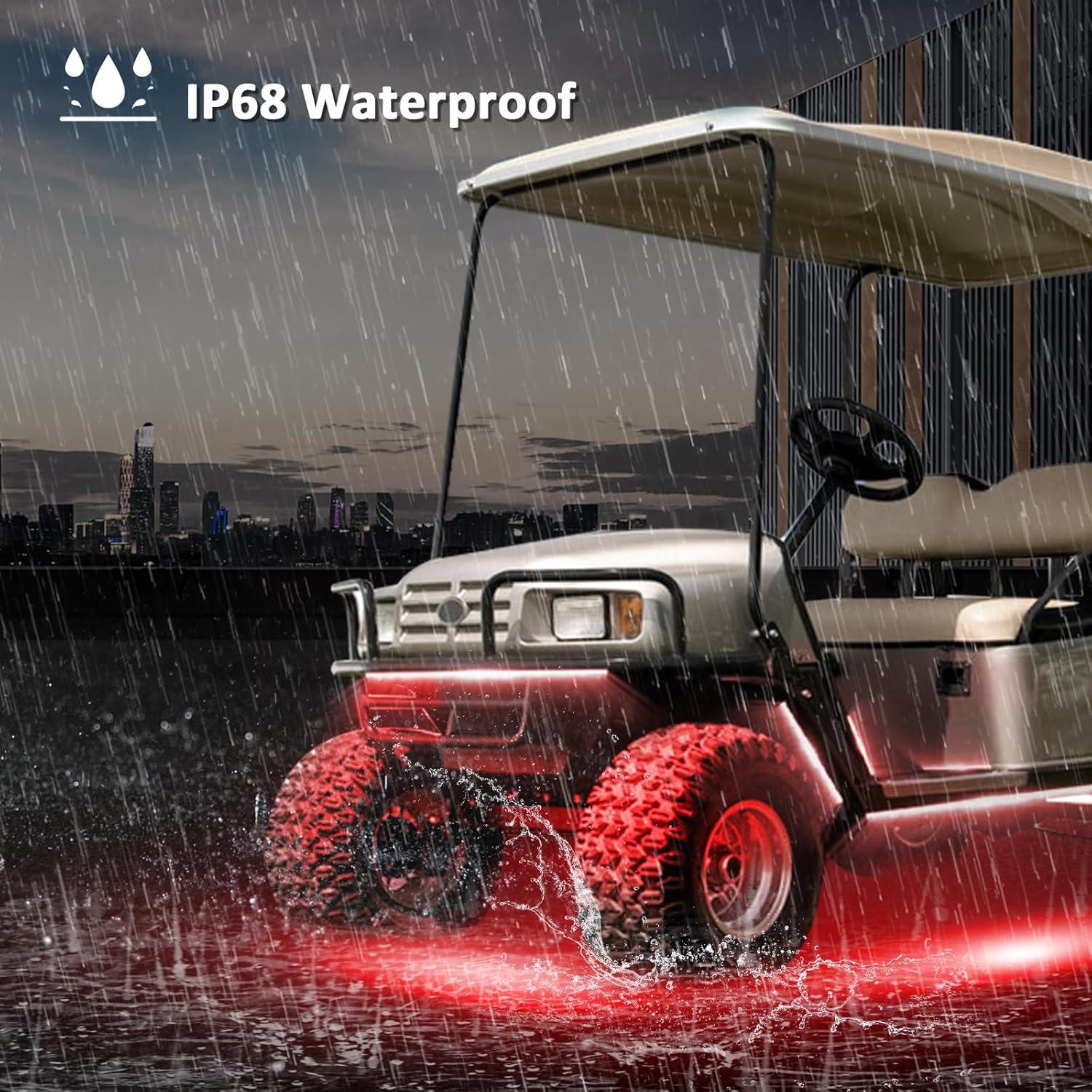 Roykaw Golf Cart LED Strip Lights, Underglow Neon Light Kit Compatible with EZGO/Club Car/Yamaha and Most Brands Golf Carts, Waterproof/LED Decorative Lights/Multi-Dynamic Modes, 12PCS