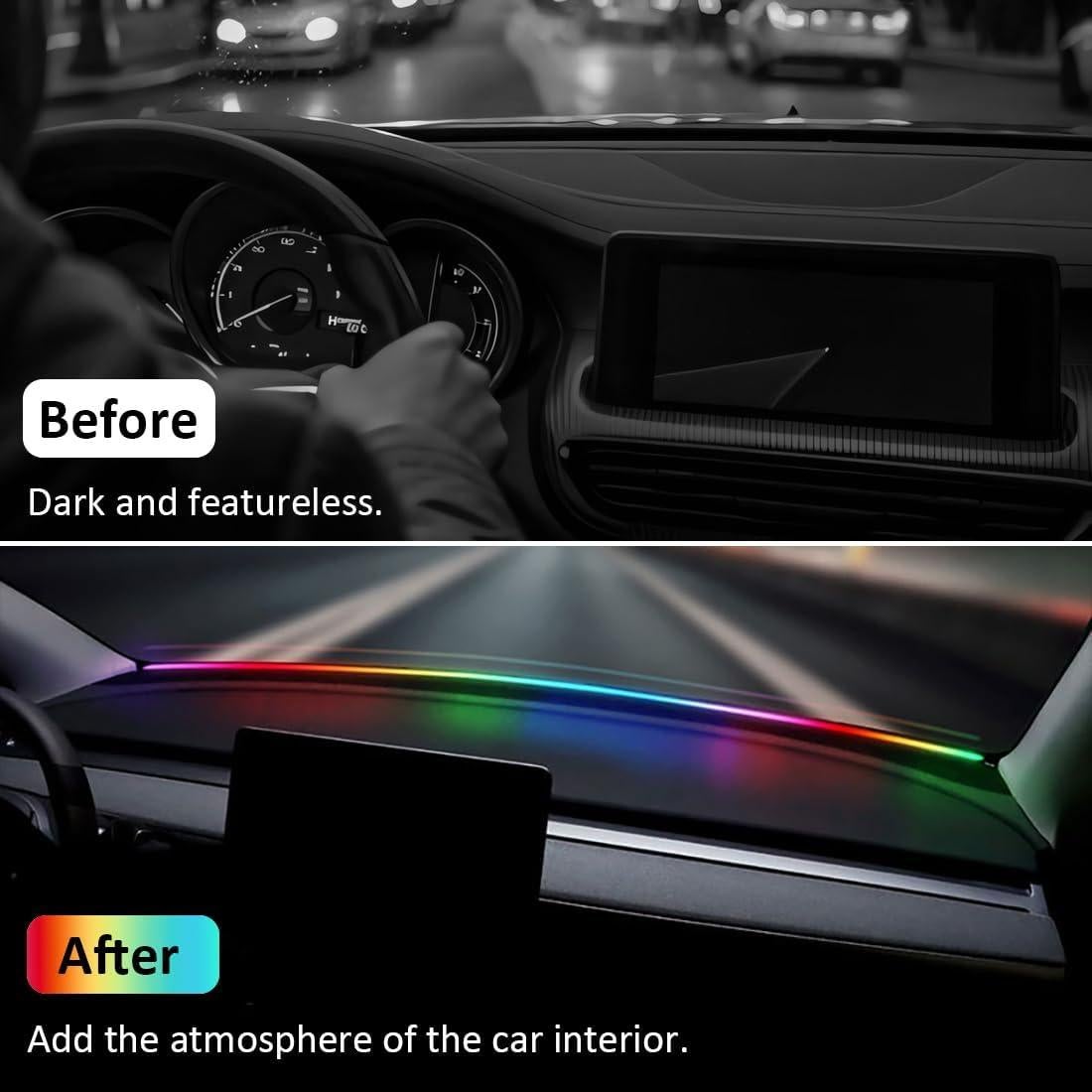 Luces LED de tira para coche JKCUYOO 55" RGB 210 modos APP