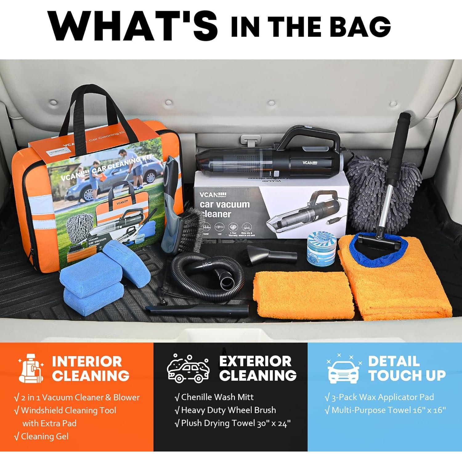 Kit de limpieza de automóviles VCANENERGY con aspiradora 10000Pa