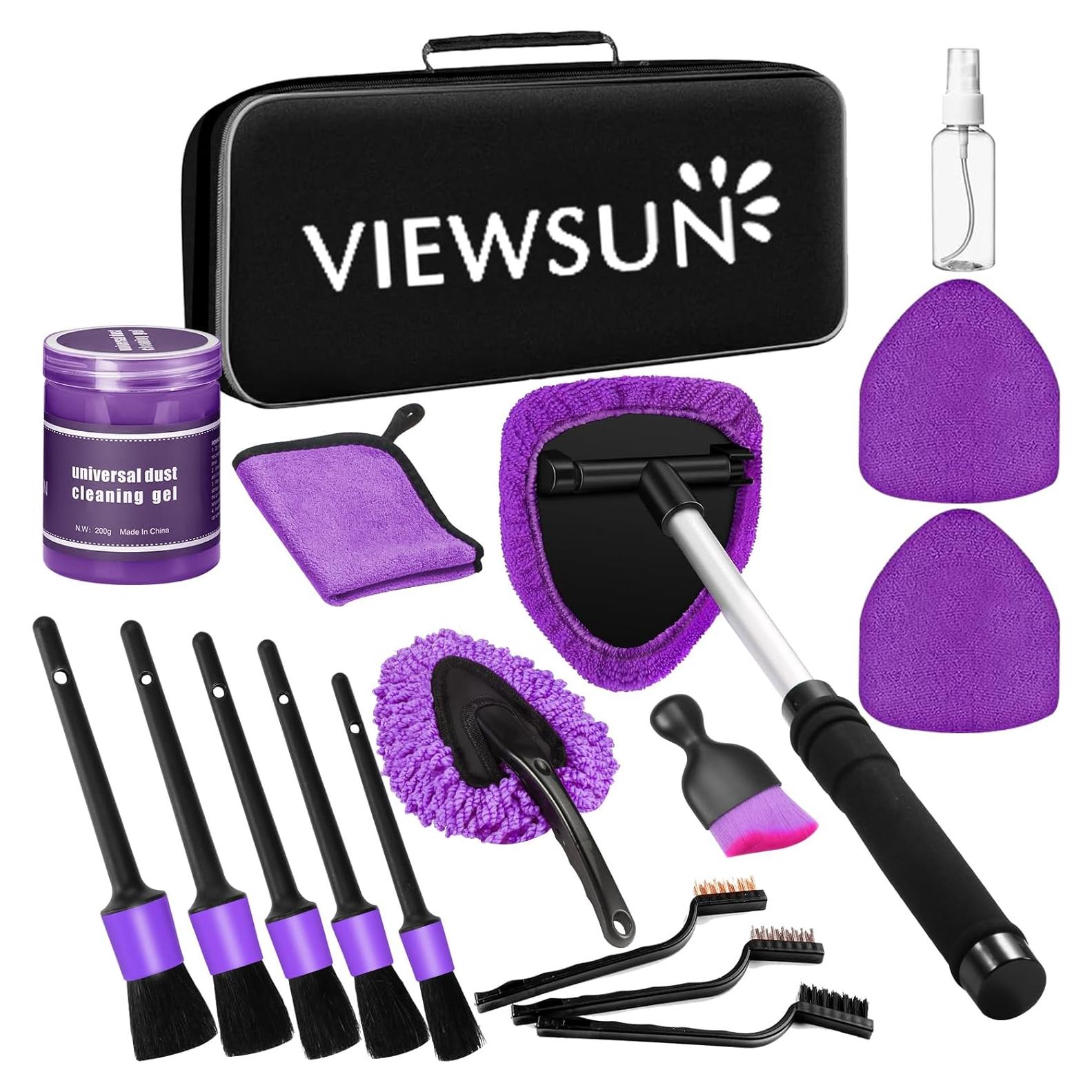 Kit de Limpieza Interior de Coche Viewsun 17 Piezas Púrpura