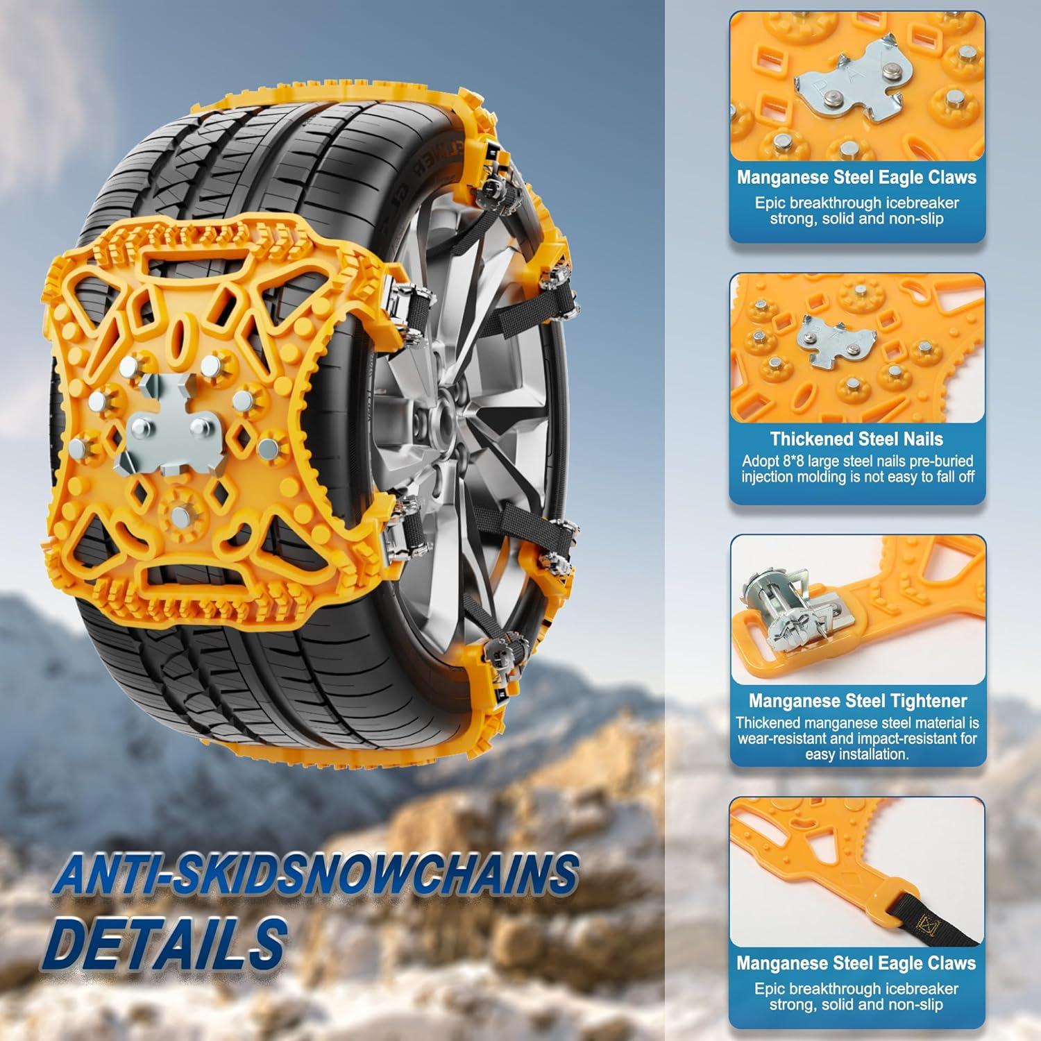 Cadenas de Nieve LARNORJE Antideslizantes para SUV y Camiones 165-275mm