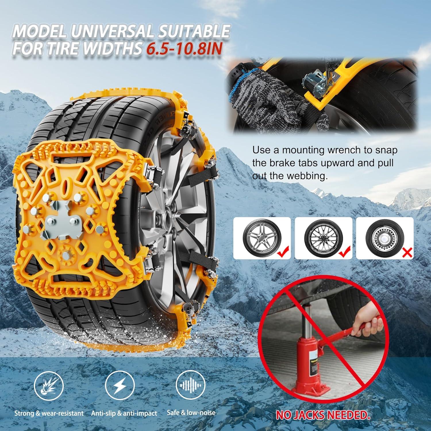 Cadenas de Nieve LARNORJE Antideslizantes para SUV y Camiones 165-275mm