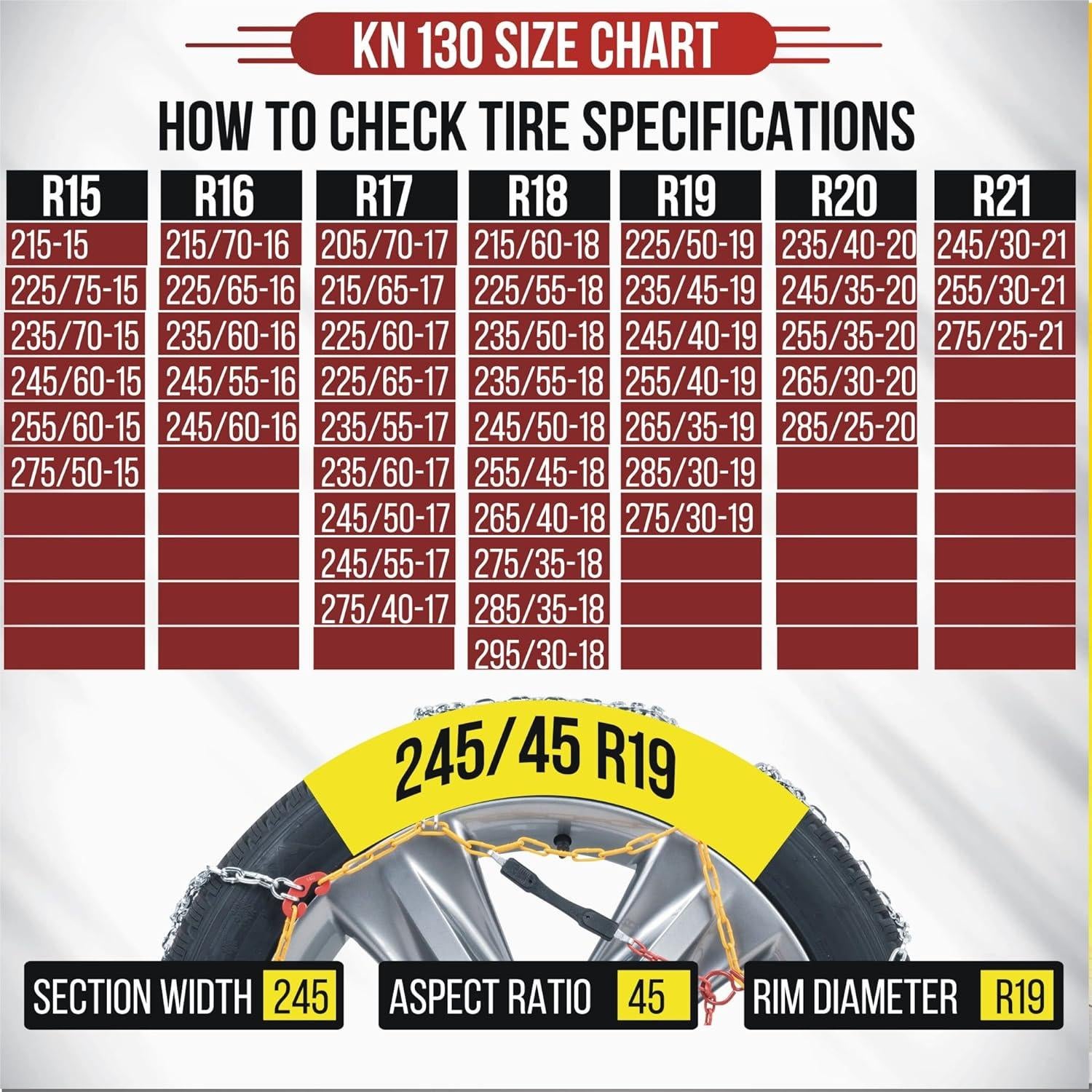 Cadenas de Nieve Quant New KN130 para Neumáticos 205-285 mm
