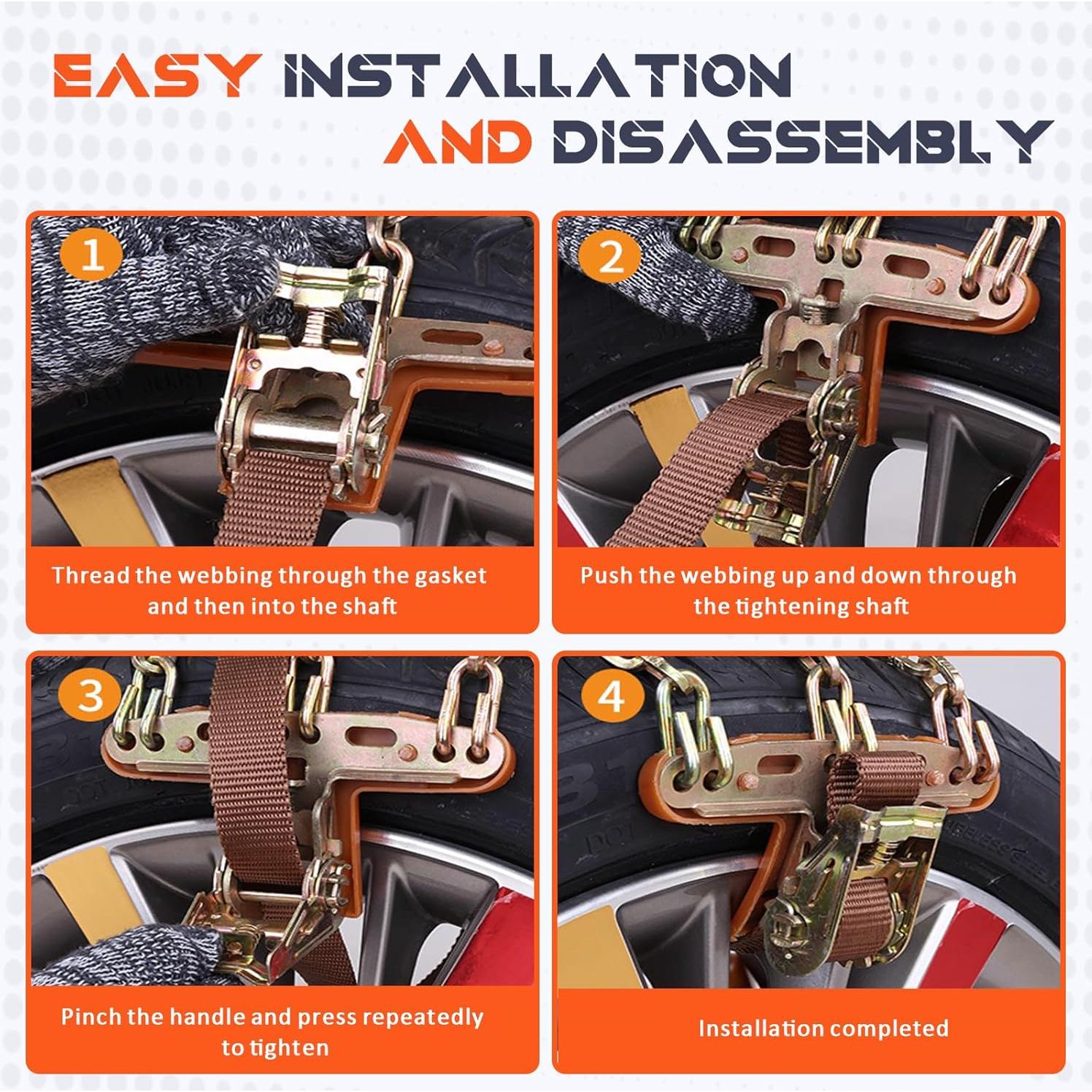 Cadenas de Nieve Antideslizantes Osakesukar 225-285 mm Juego de 6