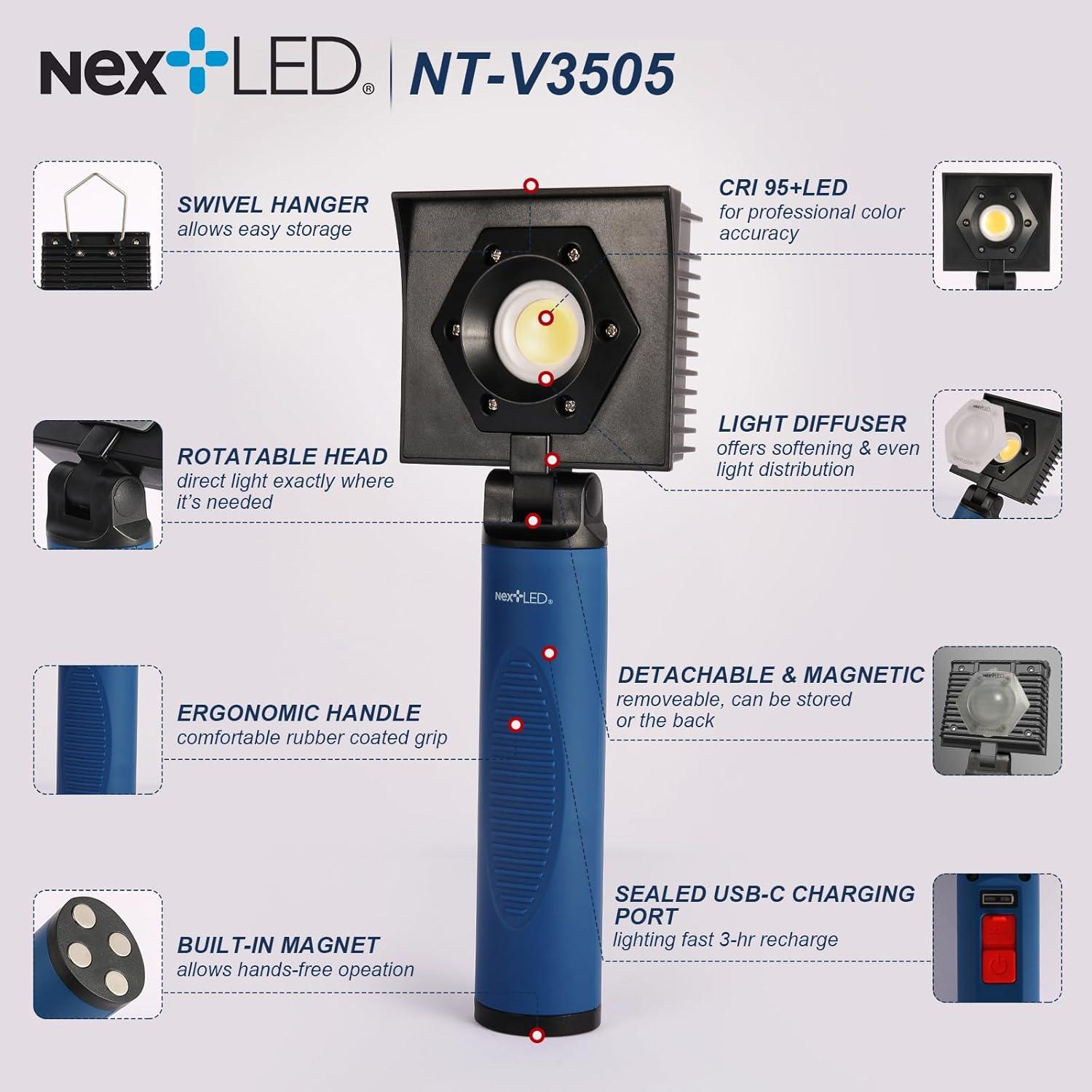 Luz LED Recargable NextLED NT-V3505 1000 Lúmenes CRI 95+