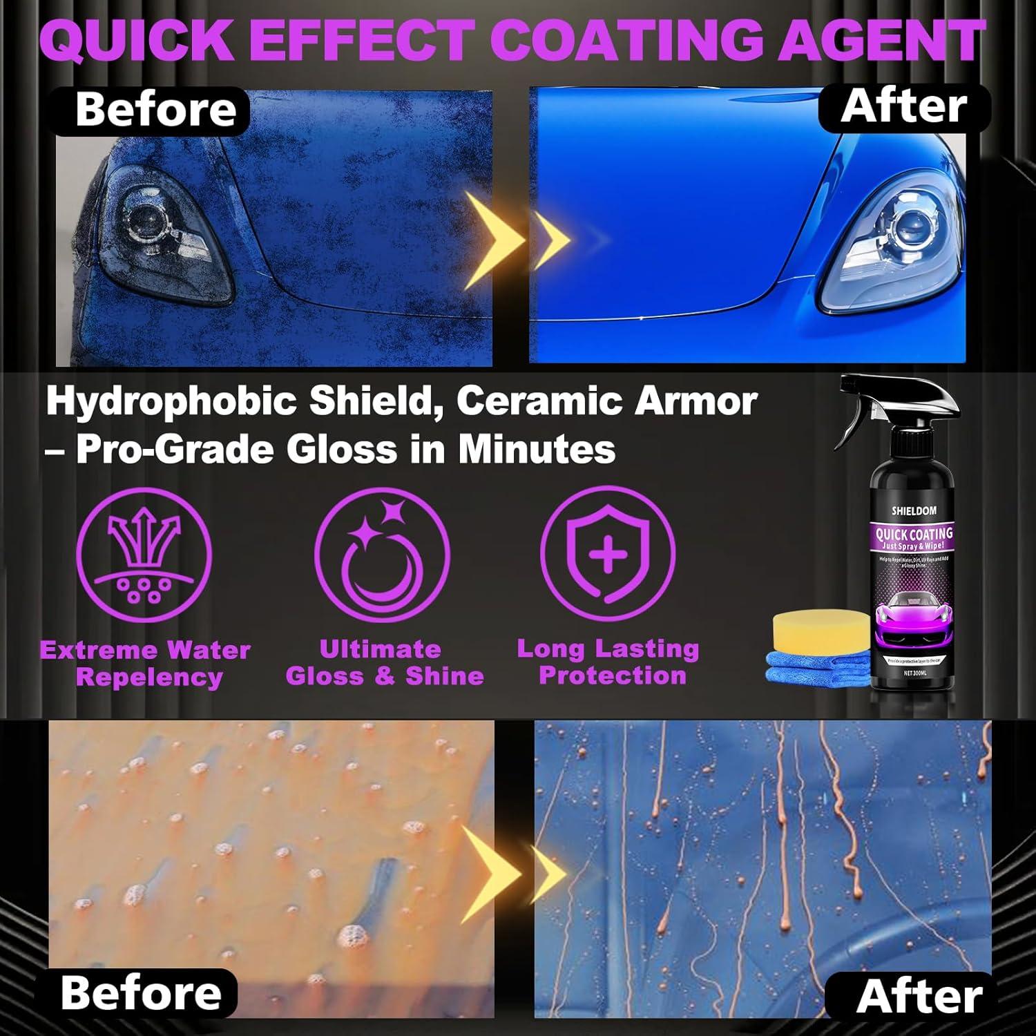 Spray Cerámico Hidrofóbico SHIELDOM 300ml para Autos