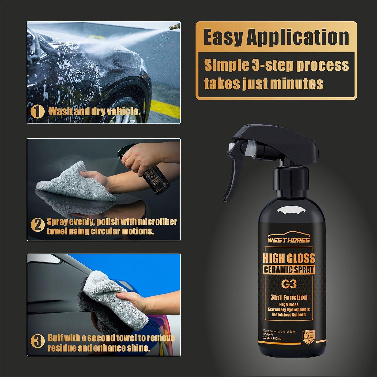 Spray de Cera Cerámica WEST HORSE 2x147.87ml Brillo y Protección