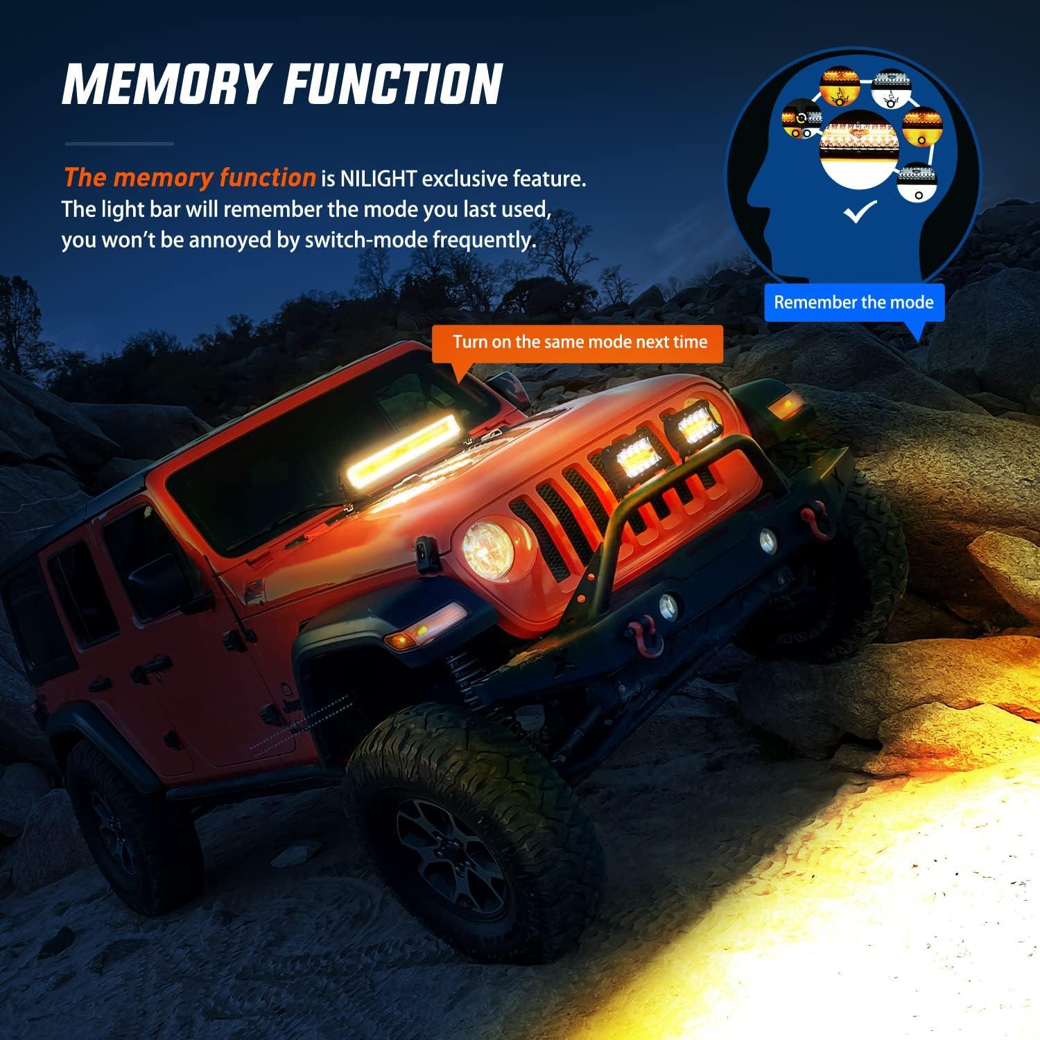 Barra de Luz LED Nilight 20" 420W + 2 Luz Pods 4" 60W