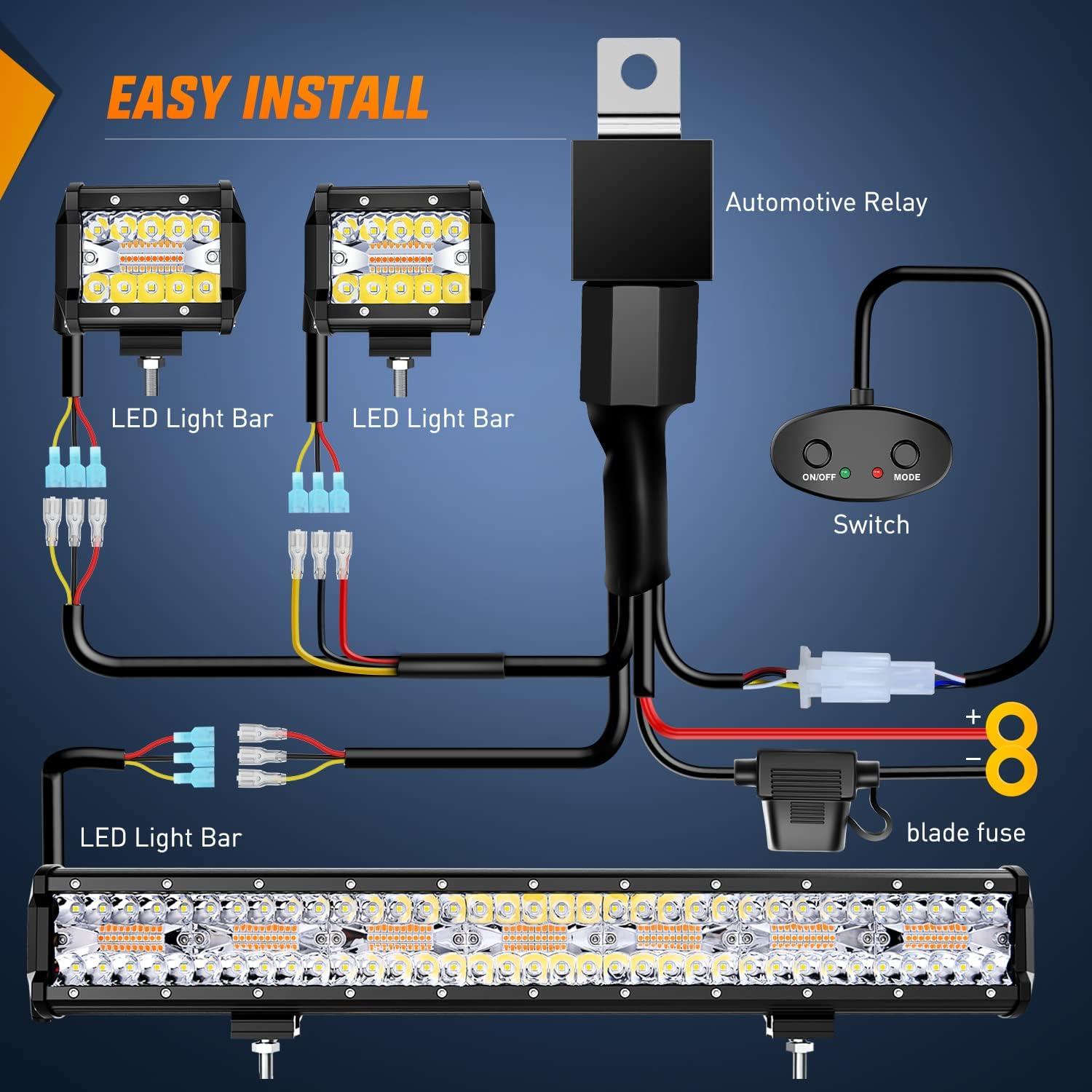 Barra de Luz LED Nilight 20" 420W + 2 Luz Pods 4" 60W