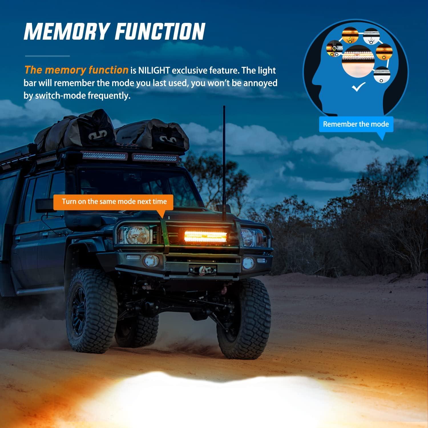 Barra de Luz LED Nilight 30 cm 300W 6 Modos Ámbar Blanco