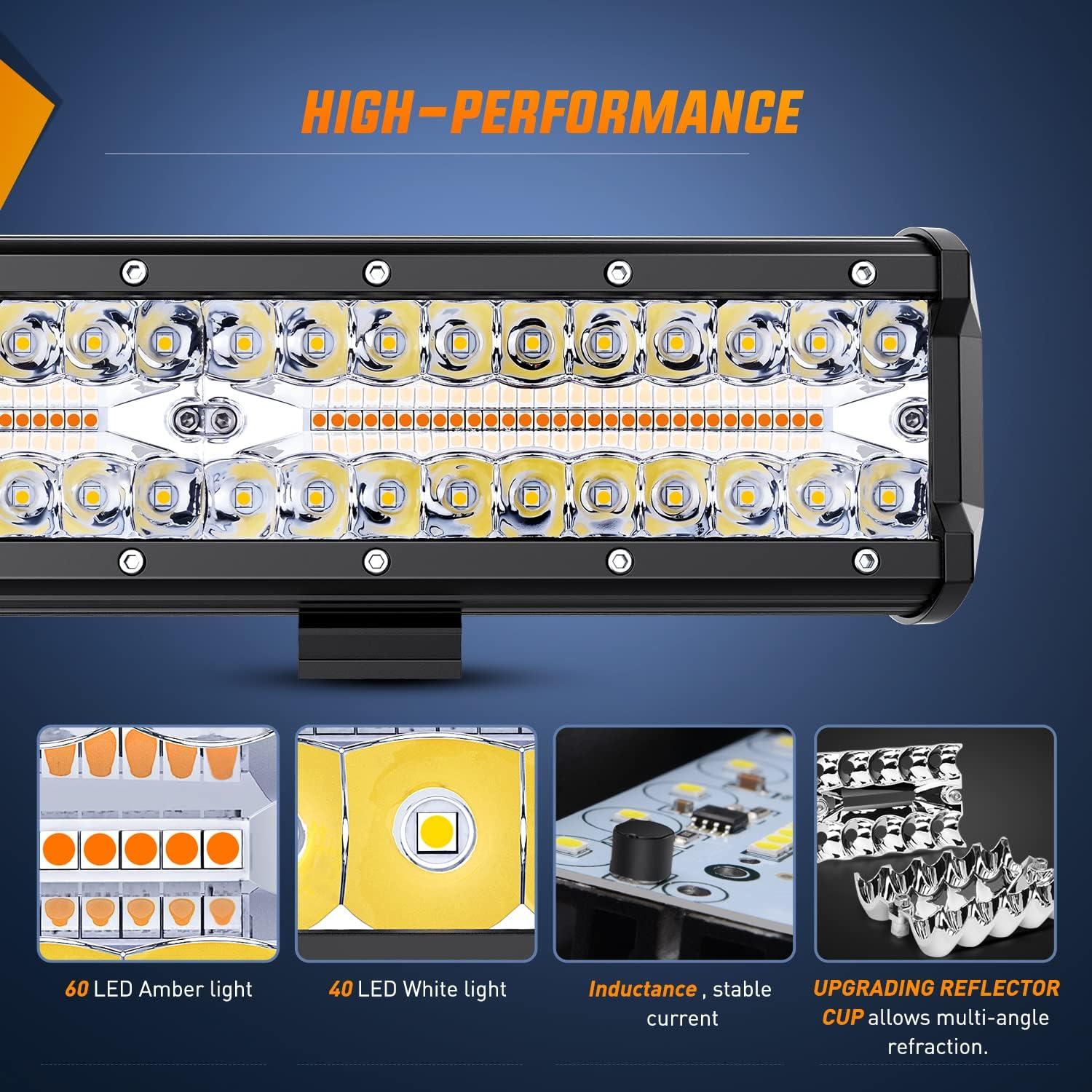 Barra de Luz LED Nilight 30 cm 300W 6 Modos Ámbar Blanco