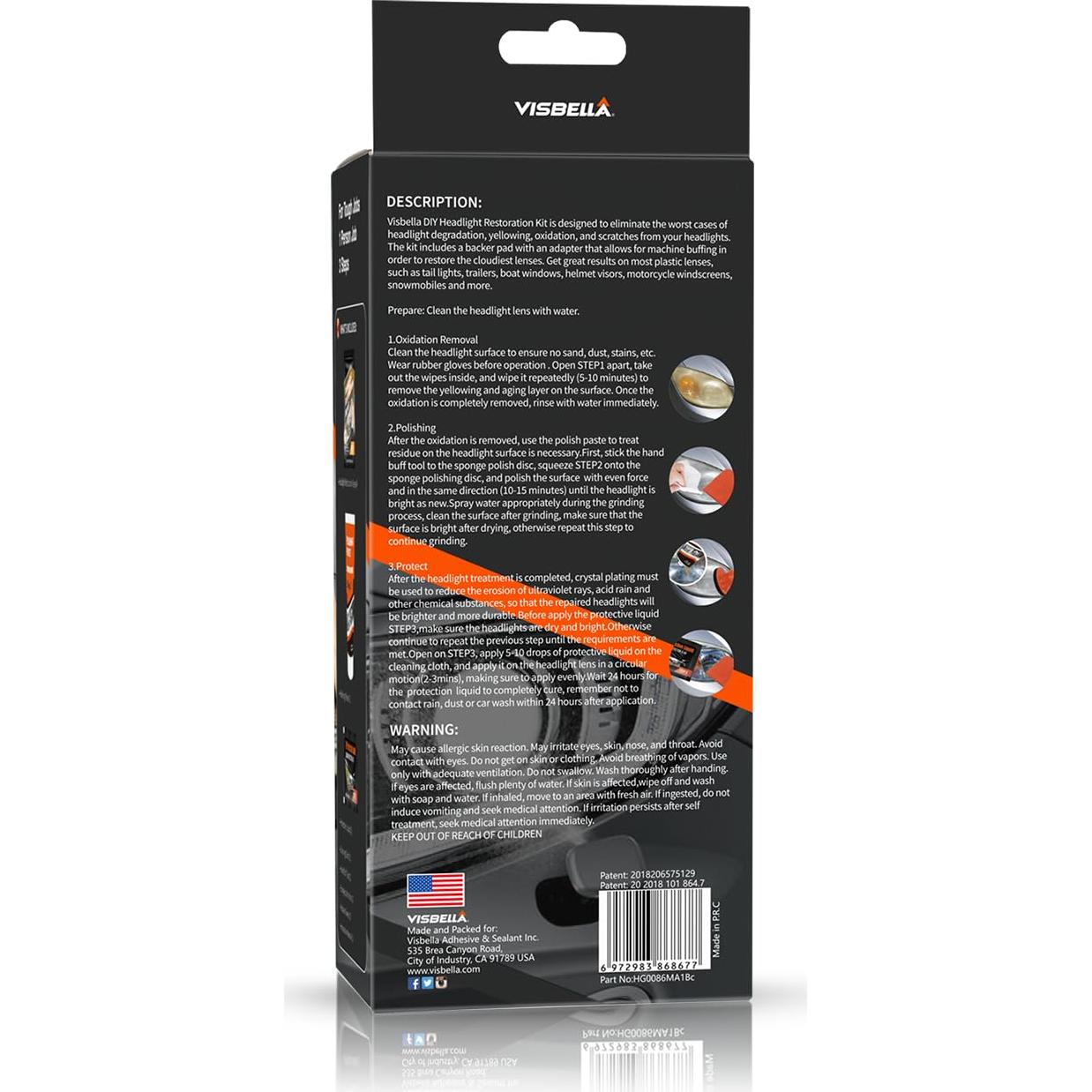 Kit de Restauración de Faros Visbella - Solución para Limpiar