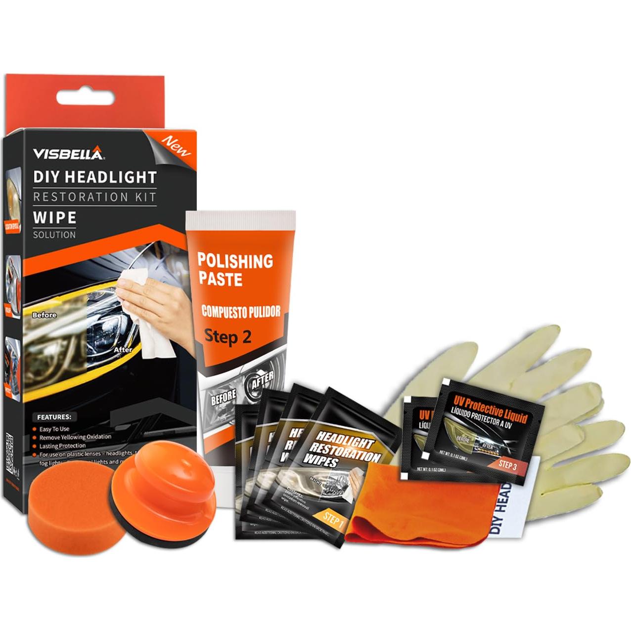 Kit de Restauración de Faros Visbella - Solución para Limpiar