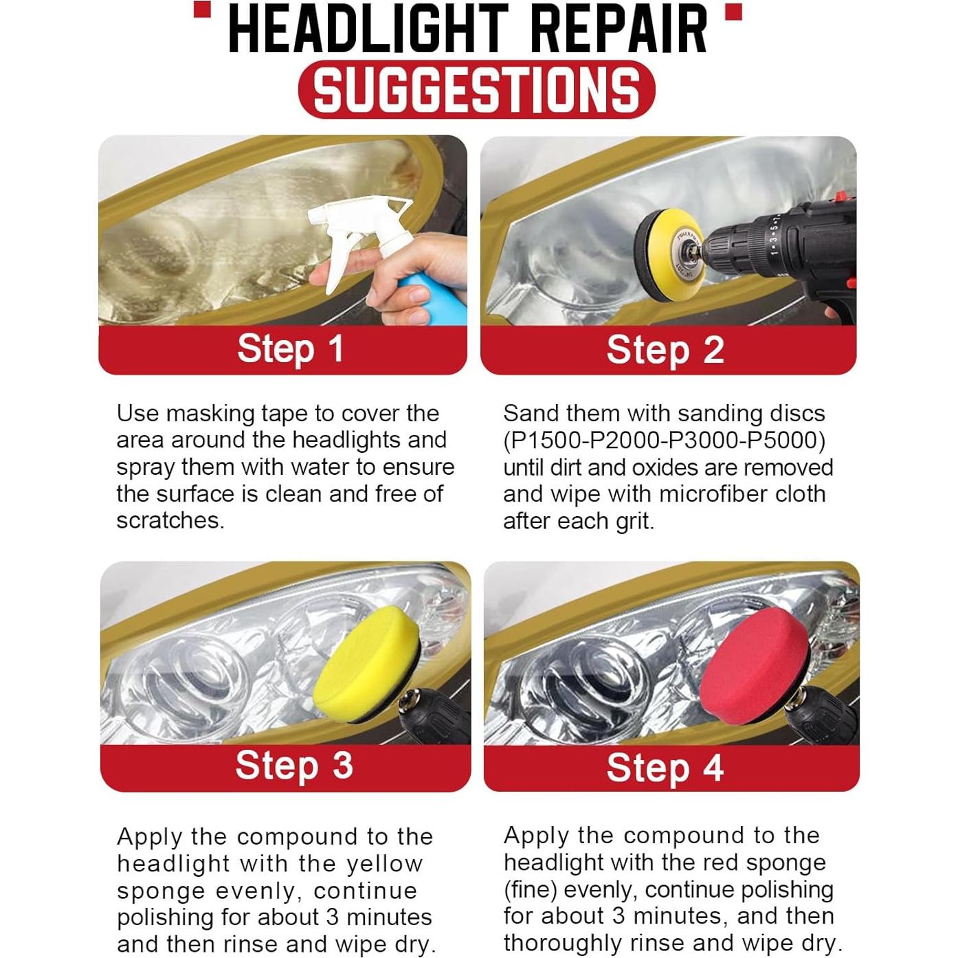 Kit de Restauración de Faros WEWINK PLUS 130 Piezas 3"