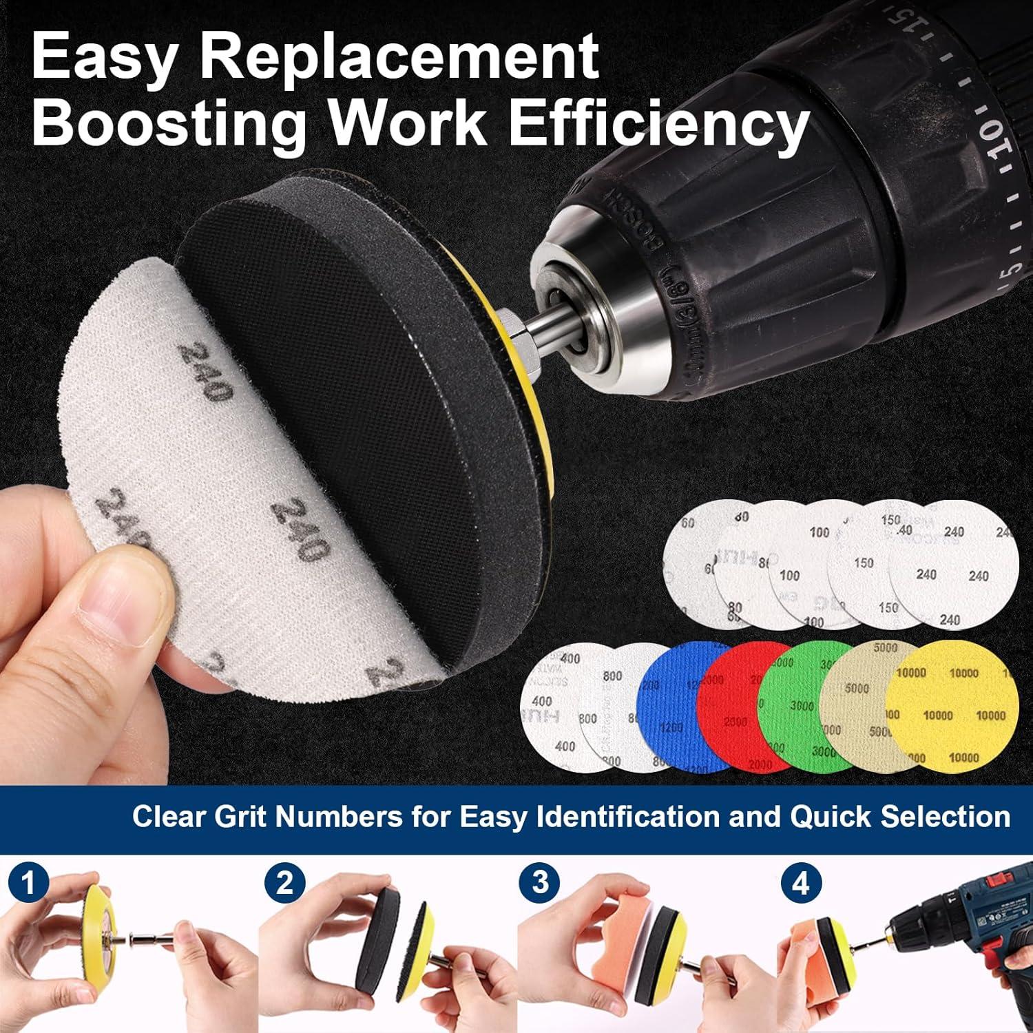 Kit de Lijado GOH DODD 199 Piezas 3 Pulgadas con Almohadillas