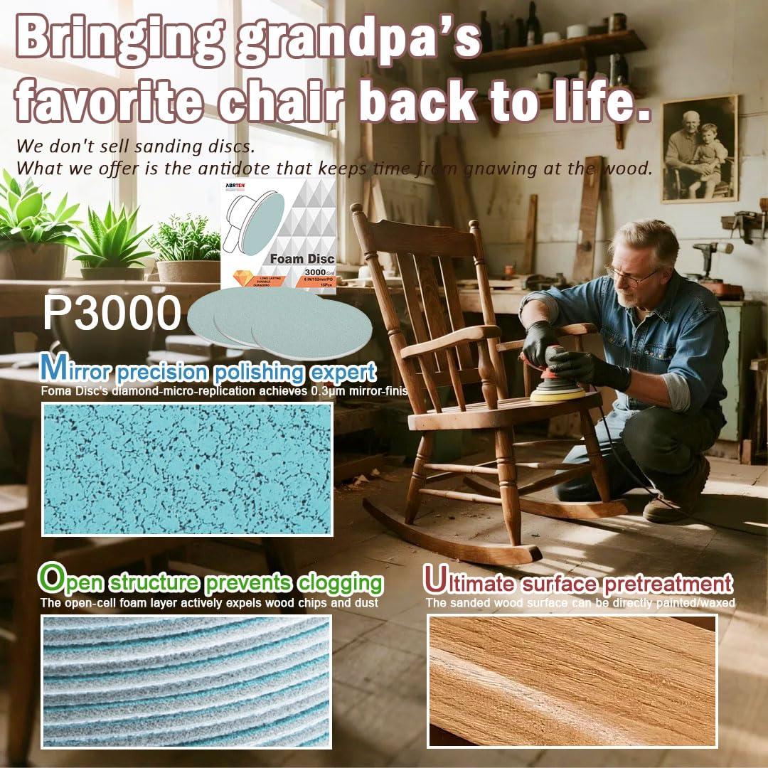 Discos de lija húmeda 6" ABRTEN P3000 - 15 paquetes