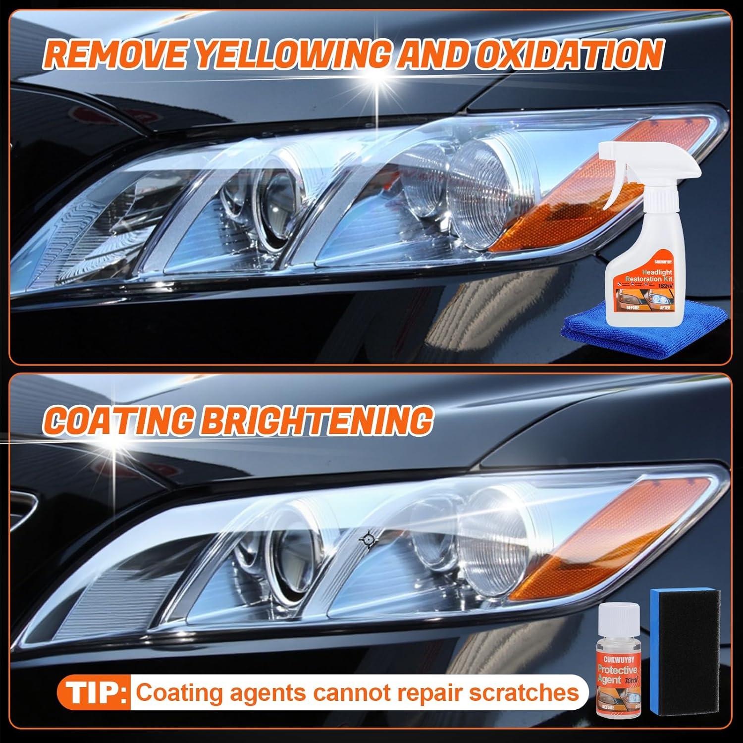 Kit de Restauración de Faros CUKWUYBY - Limpiador y Protección UV