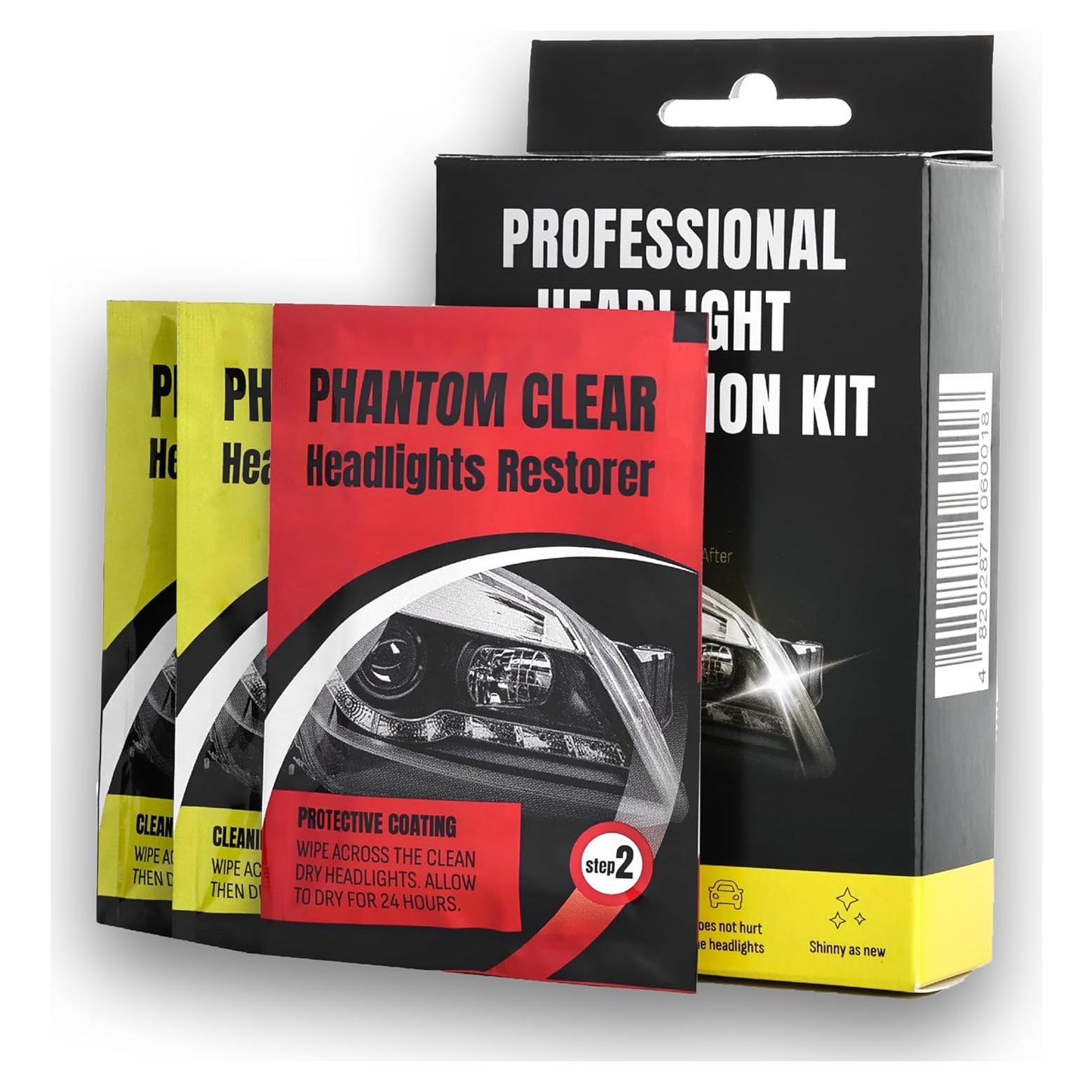 Kit de Restauración de Faros Phantom Clear - 3 Pasos, Sin Herramientas