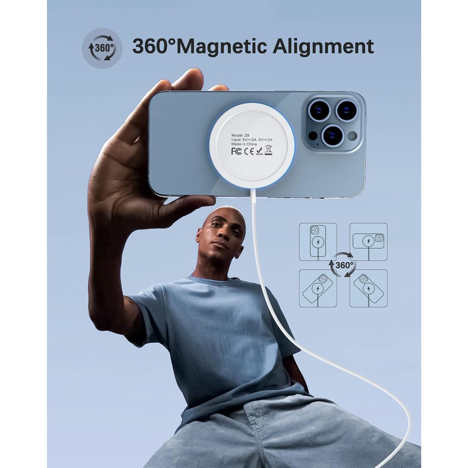 Cargador Inalámbrico Magnético 15W Wtuhu para iPhone 16/15/14/13/12