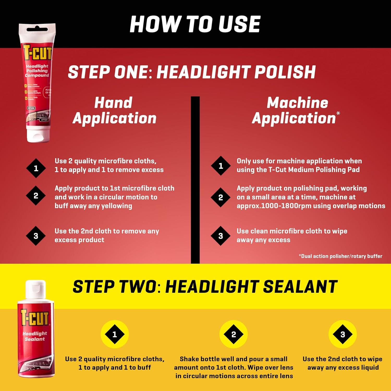 Kit de Restauración de Faros T-Cut - Compuesto y Sellador