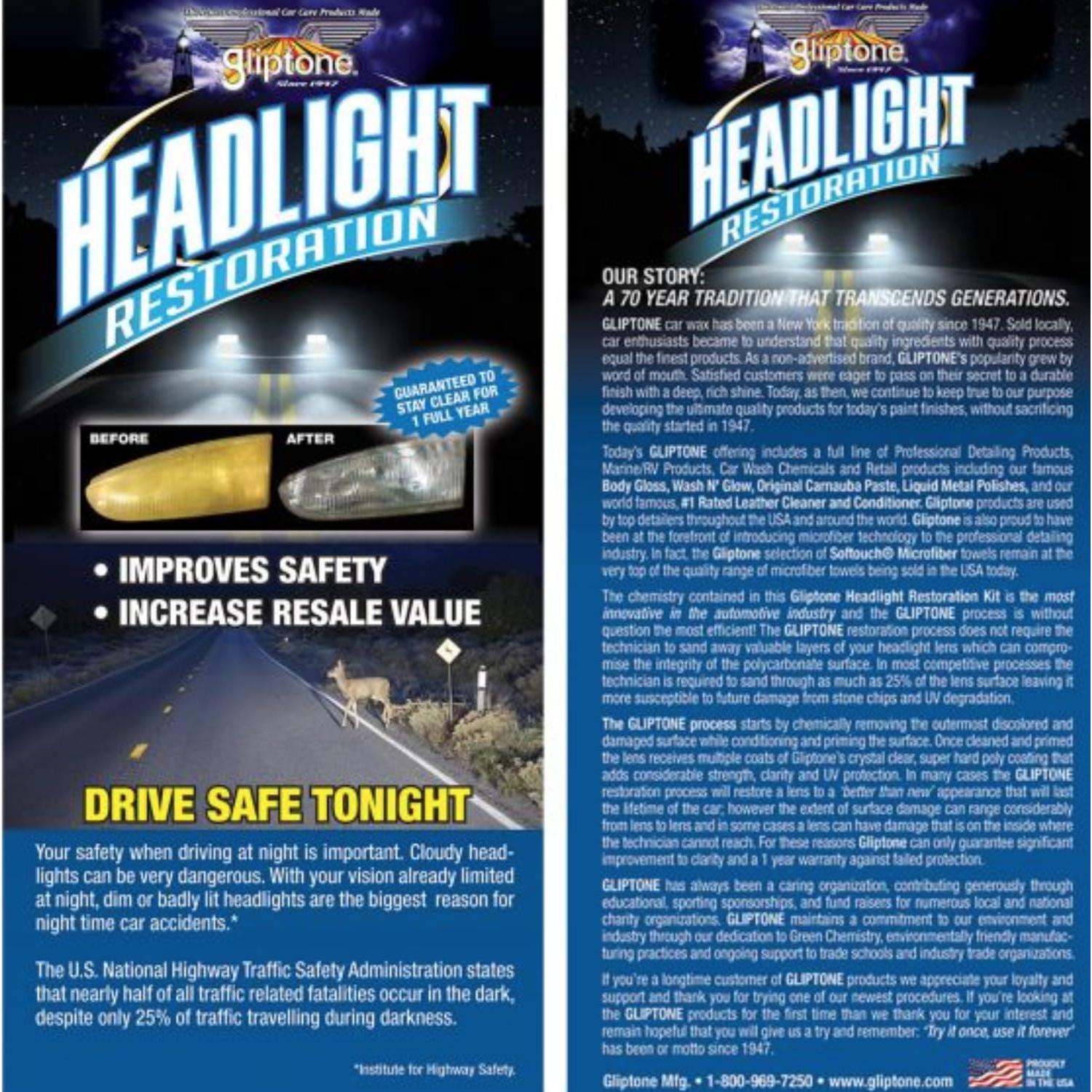 Kit de Restauración de Faros Gliptone - Restaura 4 Faros, Sin Lijado