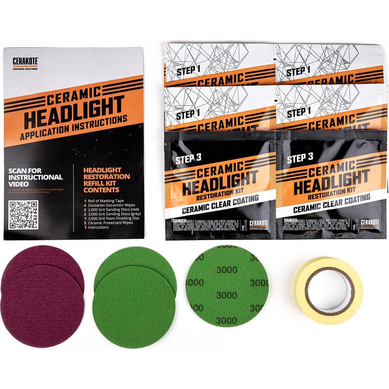 Kit de Restauración de Faros Cerakote - 10 Vehículos - Sin Herramientas