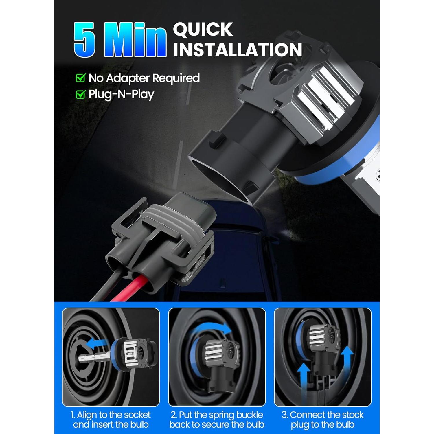 Bombillas H11 RCJ 16000LM Luz de Niebla 6000K Blanco Frío