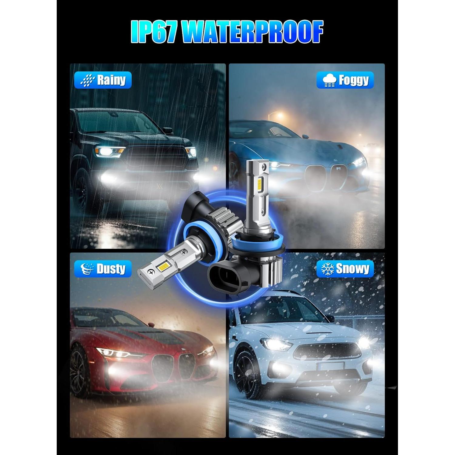 Bombillas H11 RCJ 16000LM Luz de Niebla 6000K Blanco Frío