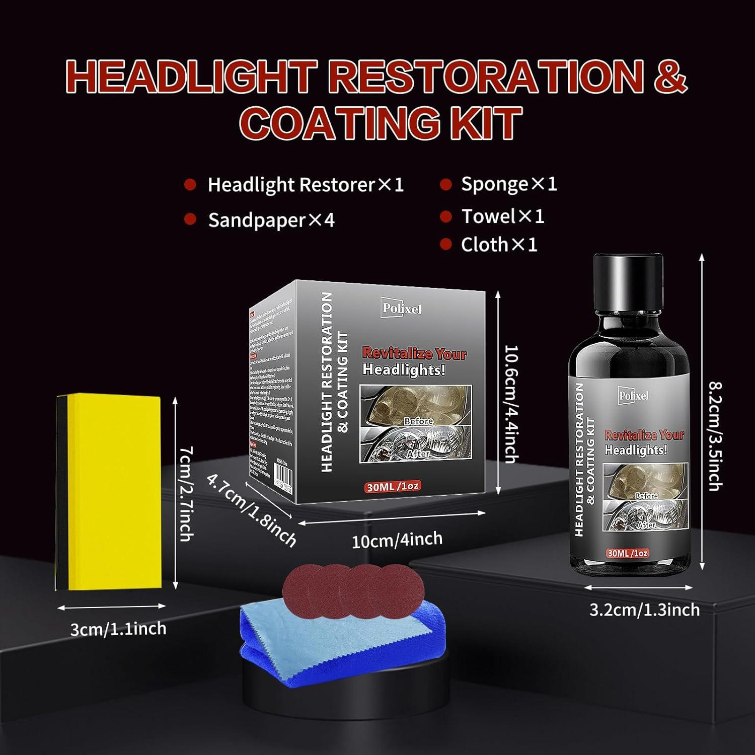 Kit de Restauración de Faros POLIXEL - 30ml, Eliminación de Oxidación