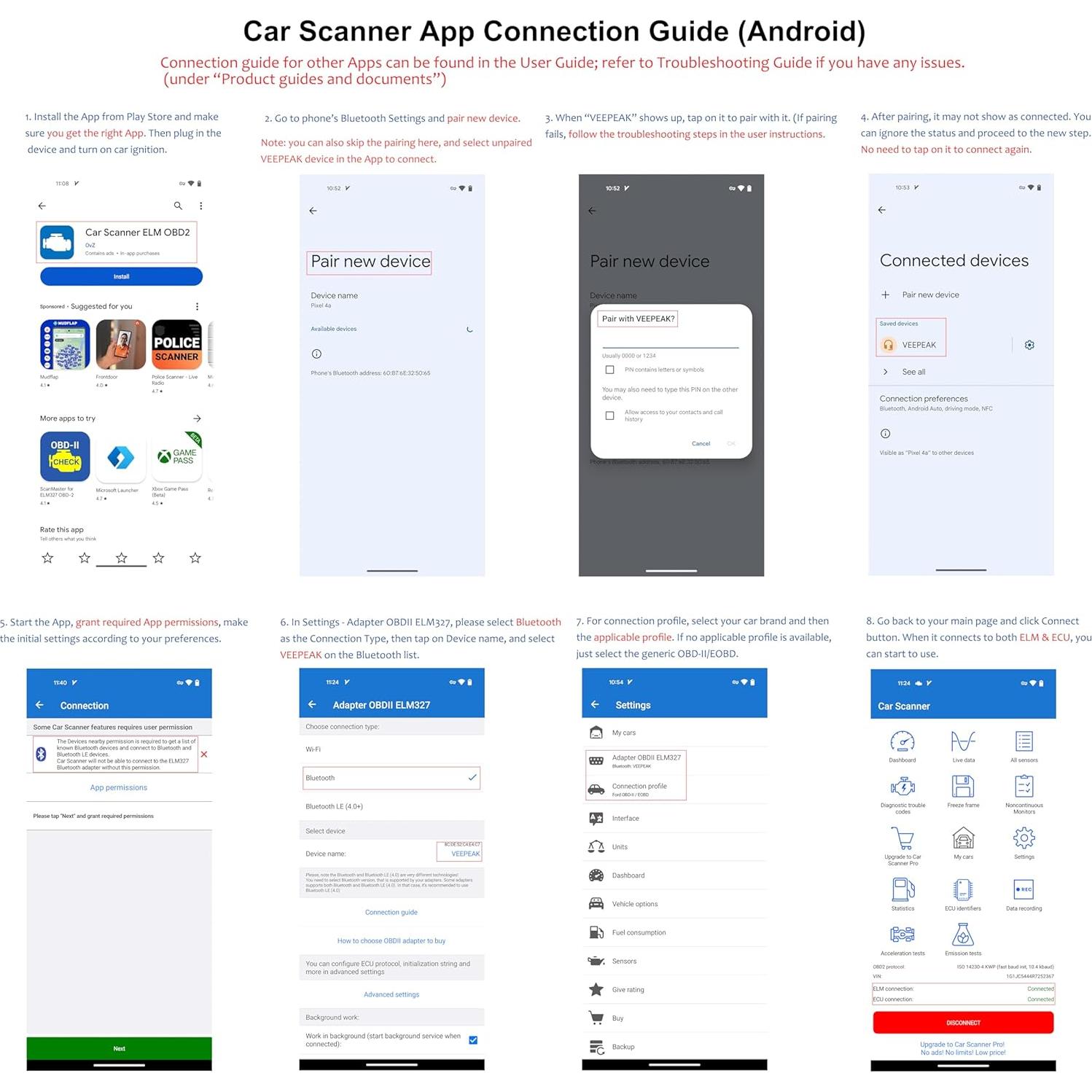 Escáner OBD II Veepeak BLE Bluetooth para iOS y Android