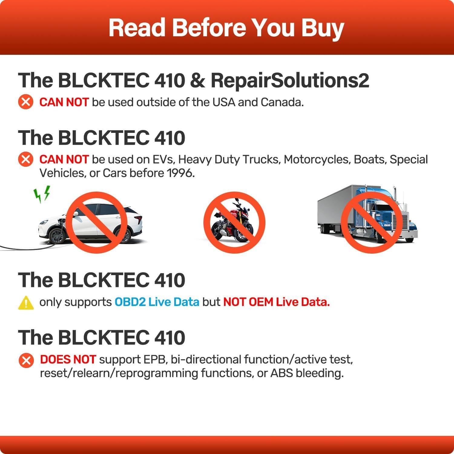 BLCKTEC 410 Bluetooth OBD2 Scanner for iPhone & Android, No Subscription Fee, OBDII Car Code Reader, Diagnose Check Engine Light, Supports OBD2 Compliant Vehicles 1996 and Newer