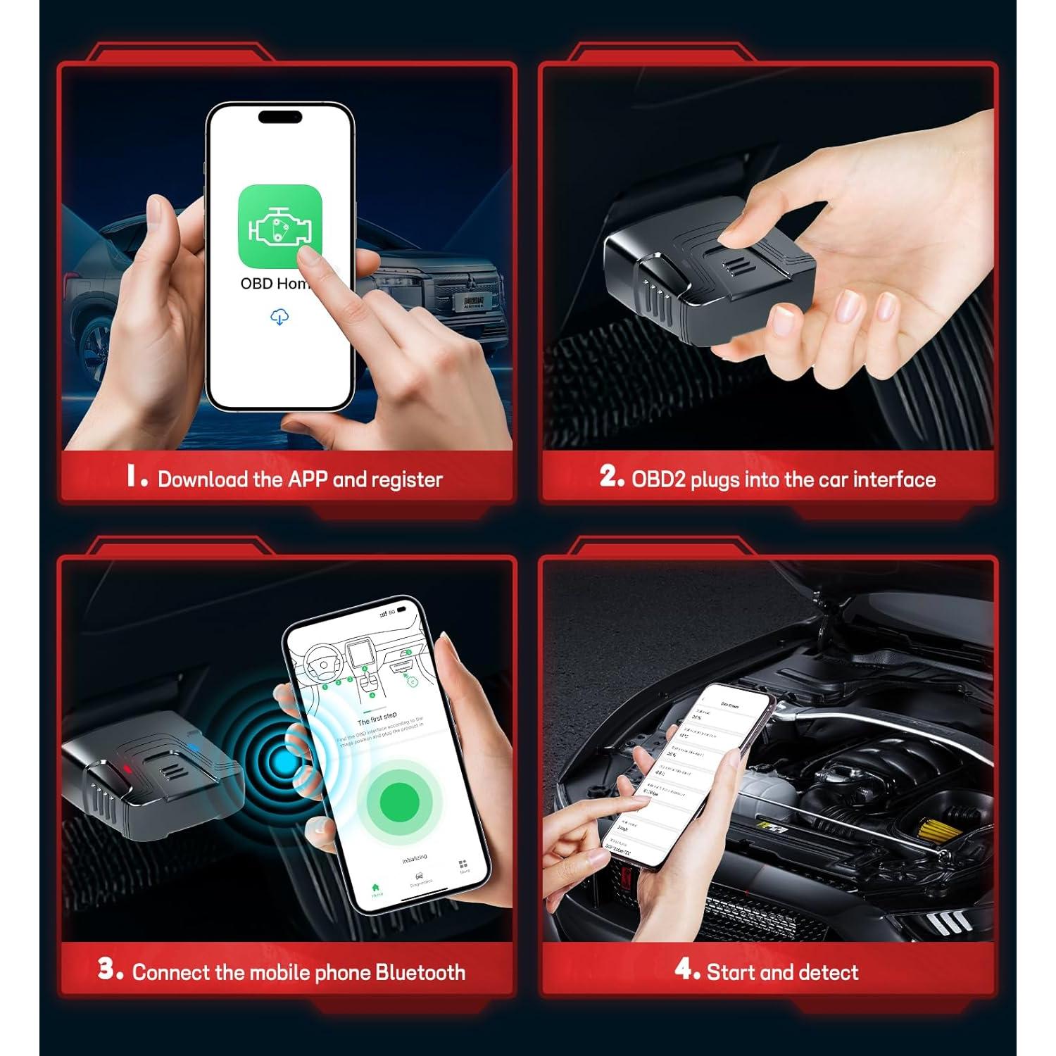 Escáner OBD2 Bluetooth QYQBOON - Diagnóstico Automotriz Inalámbrico
