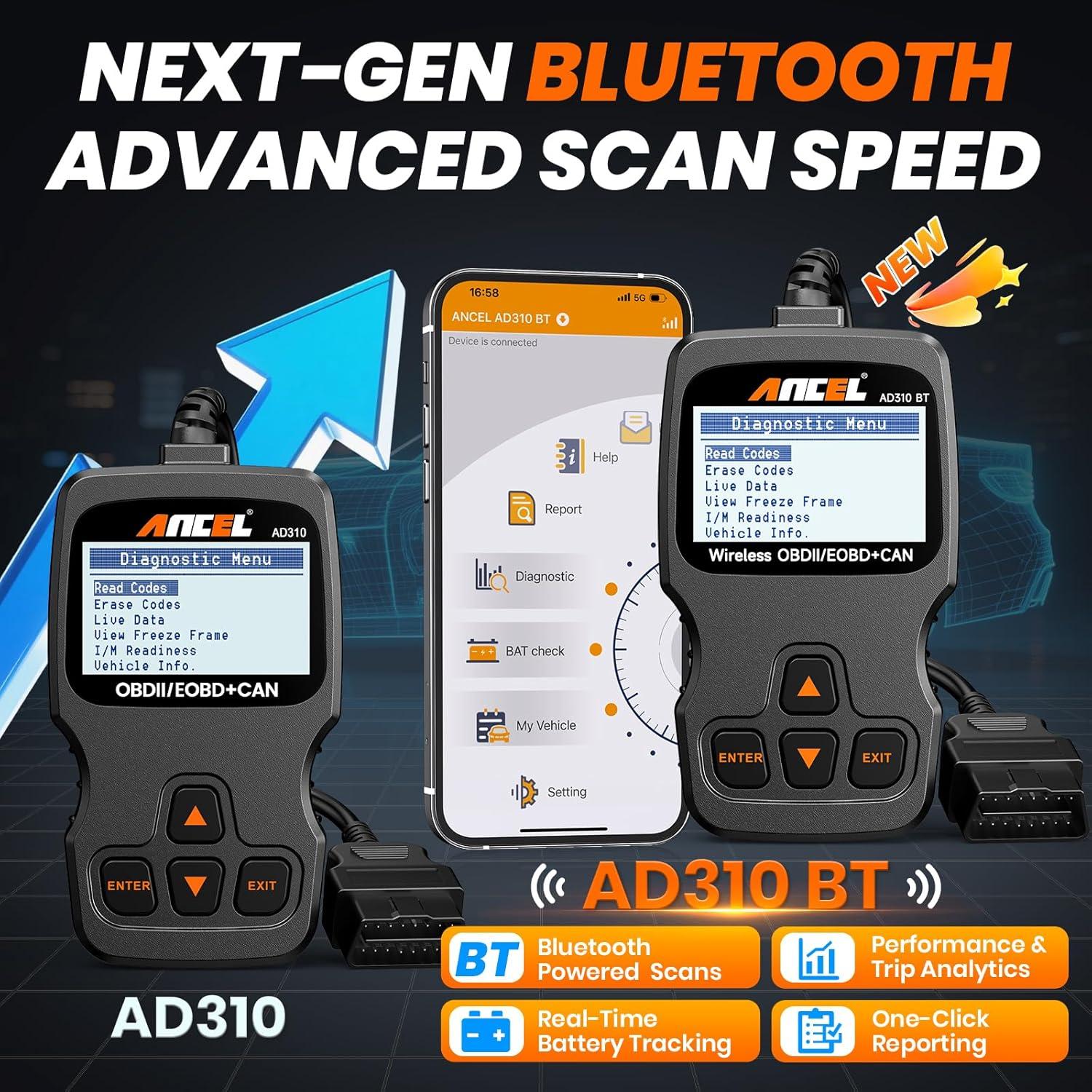 Escáner OBD2 ANCEL AD310BT Bluetooth - Lector de Códigos Automotriz