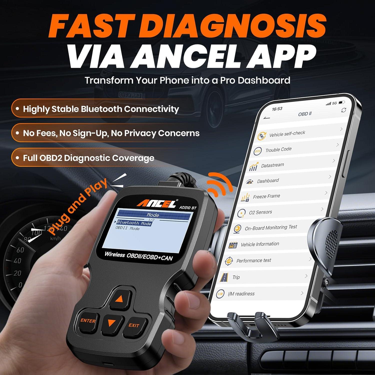 Escáner OBD2 ANCEL AD310BT Bluetooth - Lector de Códigos Automotriz