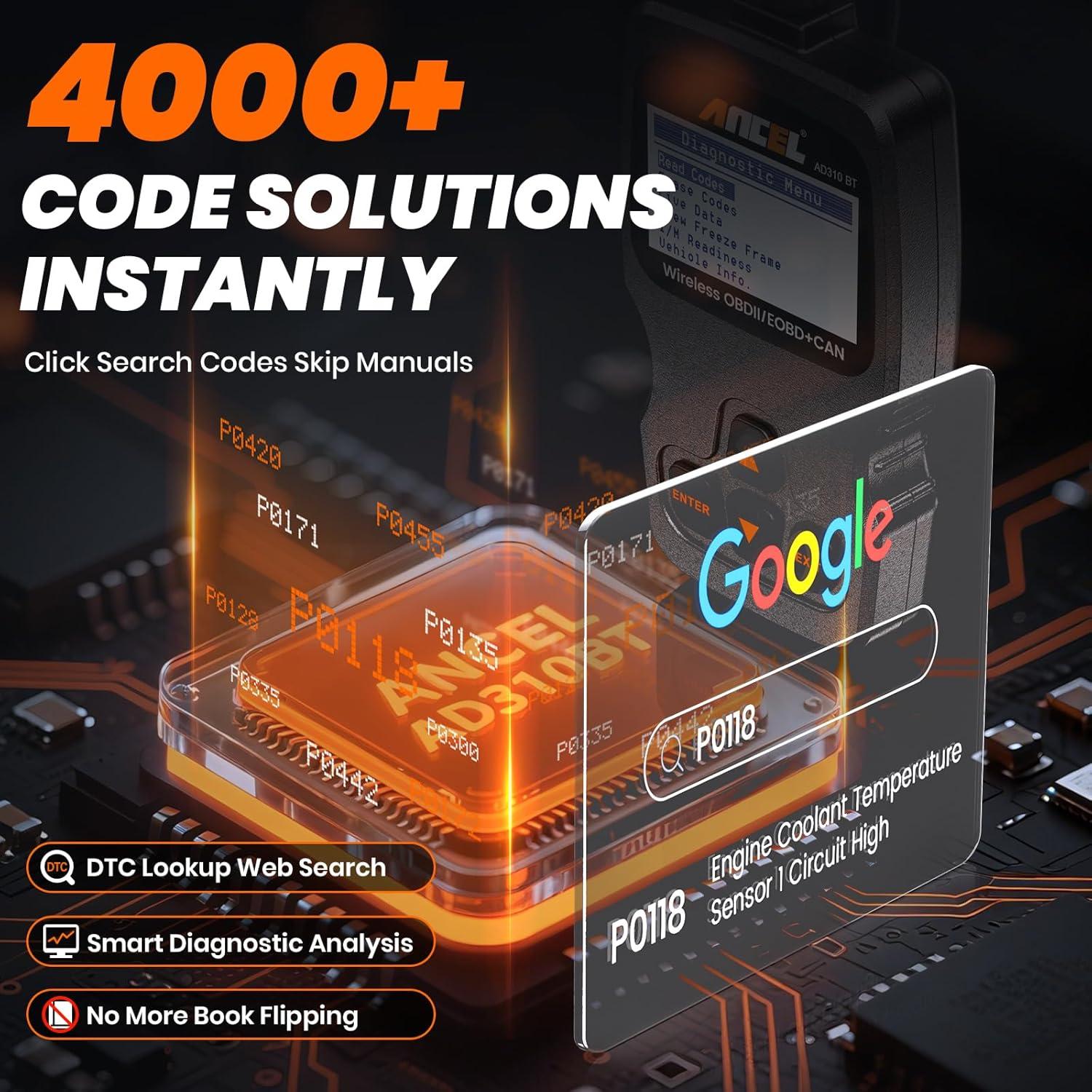 Escáner OBD2 ANCEL AD310BT Bluetooth - Lector de Códigos Automotriz