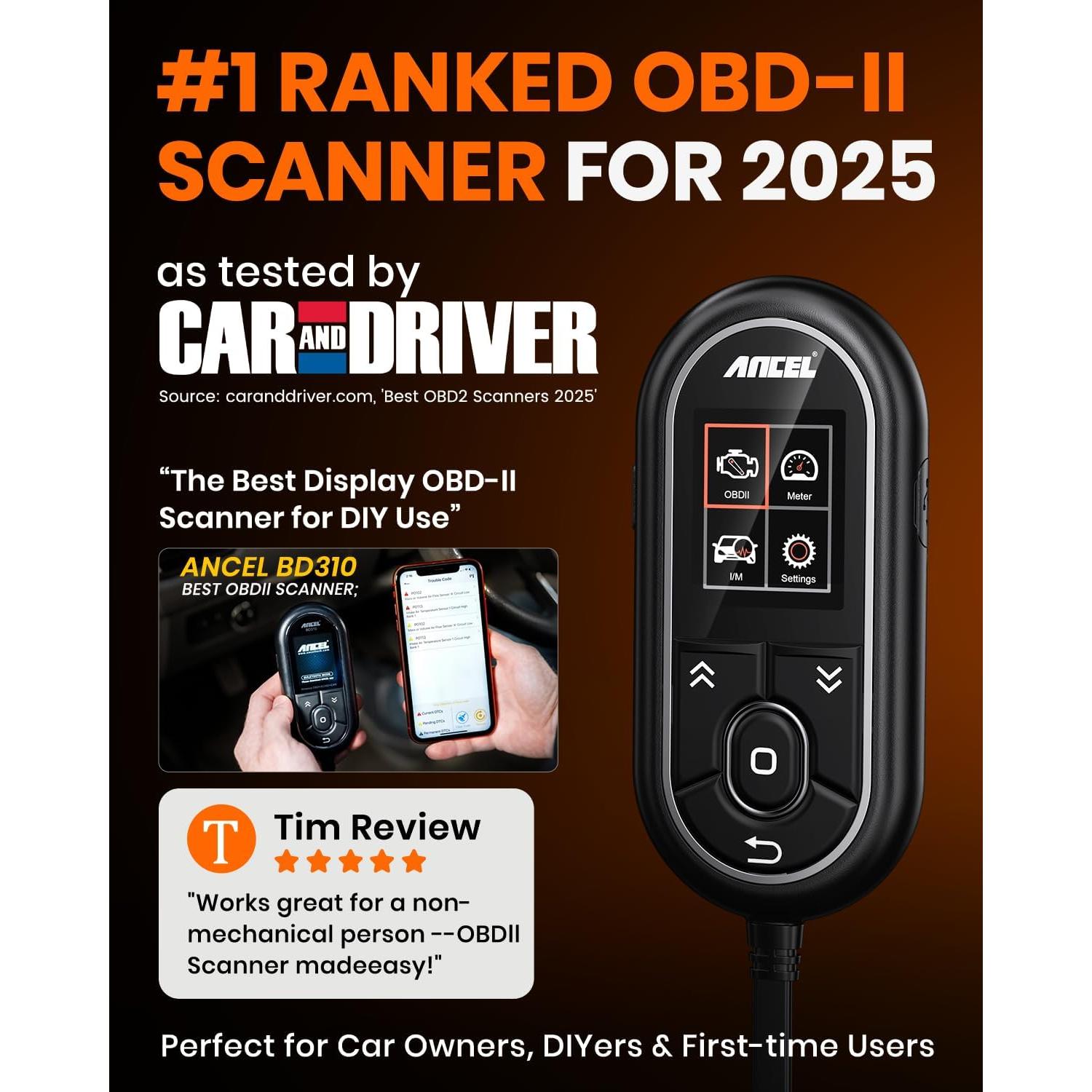 Escáner OBD2 ANCEL BD310 Bluetooth y Cable - Diagnóstico Automotriz