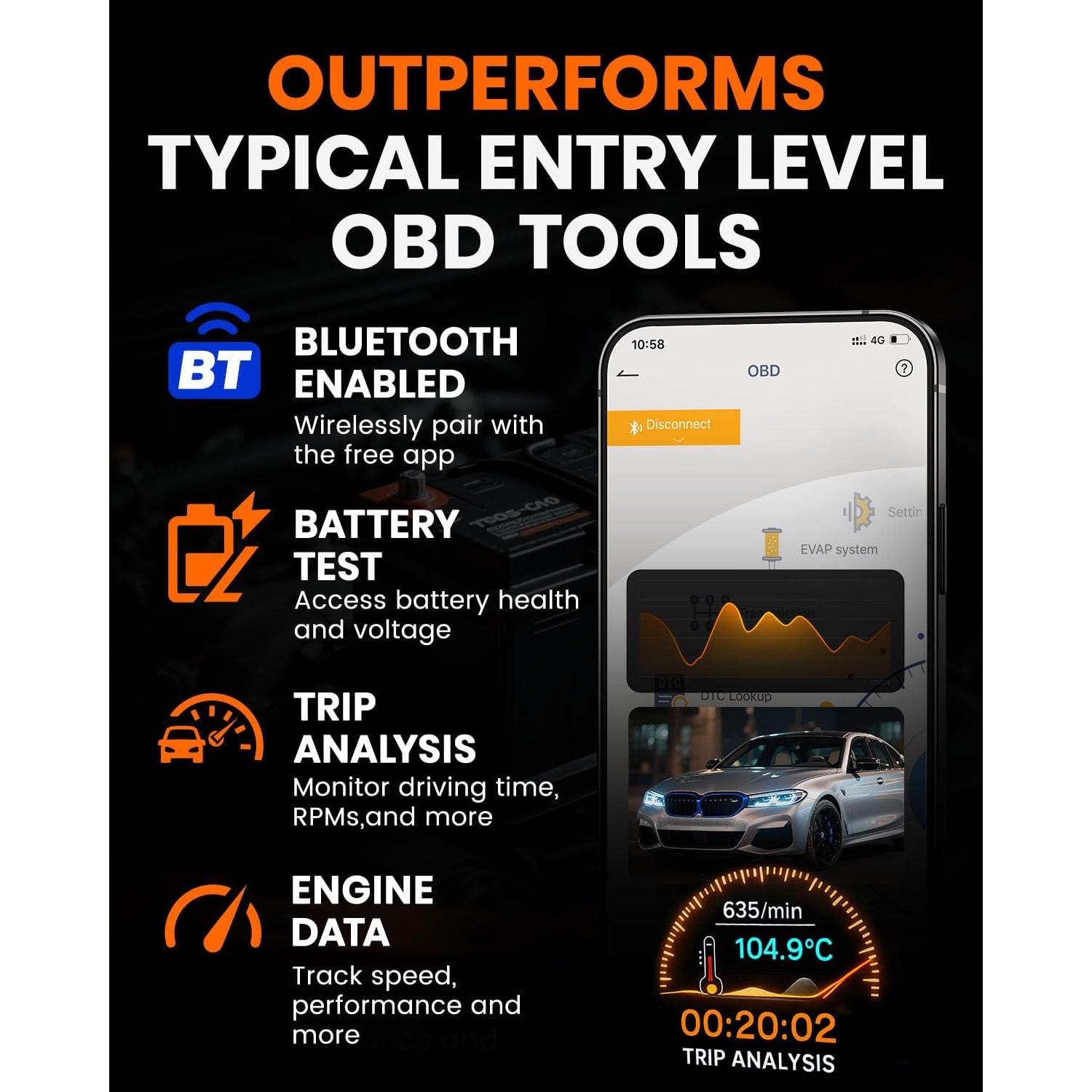 Escáner OBD2 ANCEL BD310 Bluetooth y Cable - Diagnóstico Automotriz