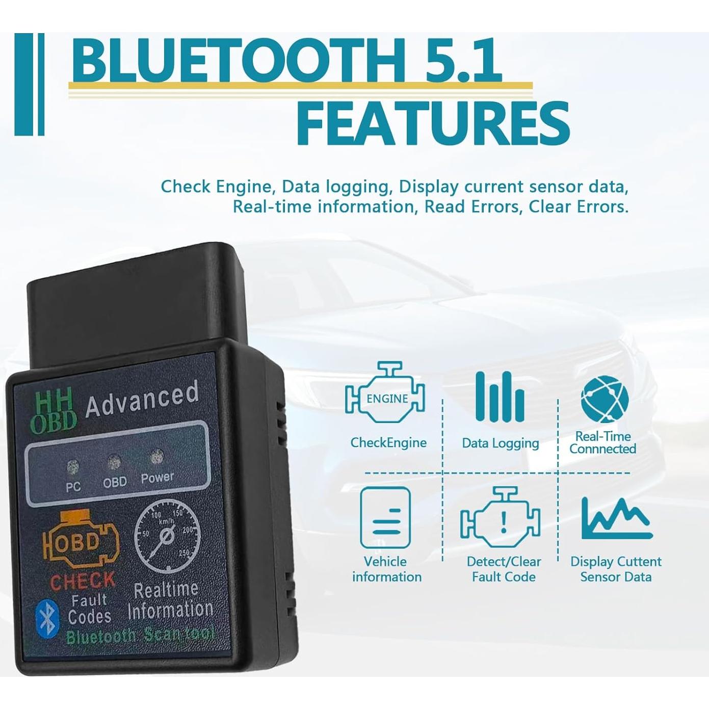 Escáner OBD2 Inalámbrico Bluetooth KEVWR, Lector de Códigos