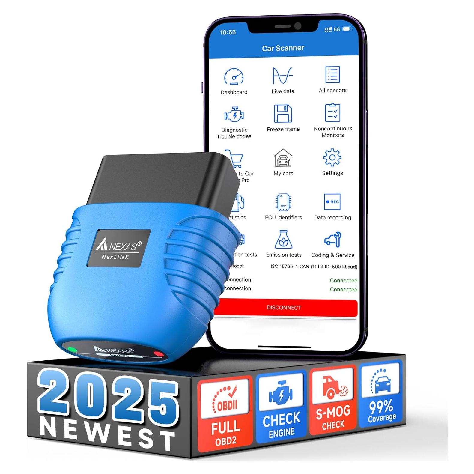 Escáner OBD2 Bluetooth NEXAS NexLINK para Automóviles y Motocicletas