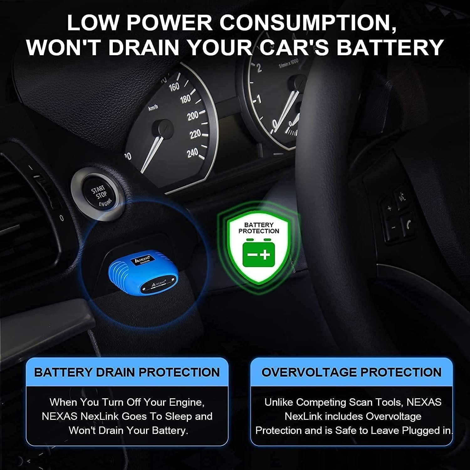 Escáner OBD2 Bluetooth NEXAS NexLINK para Automóviles y Motocicletas