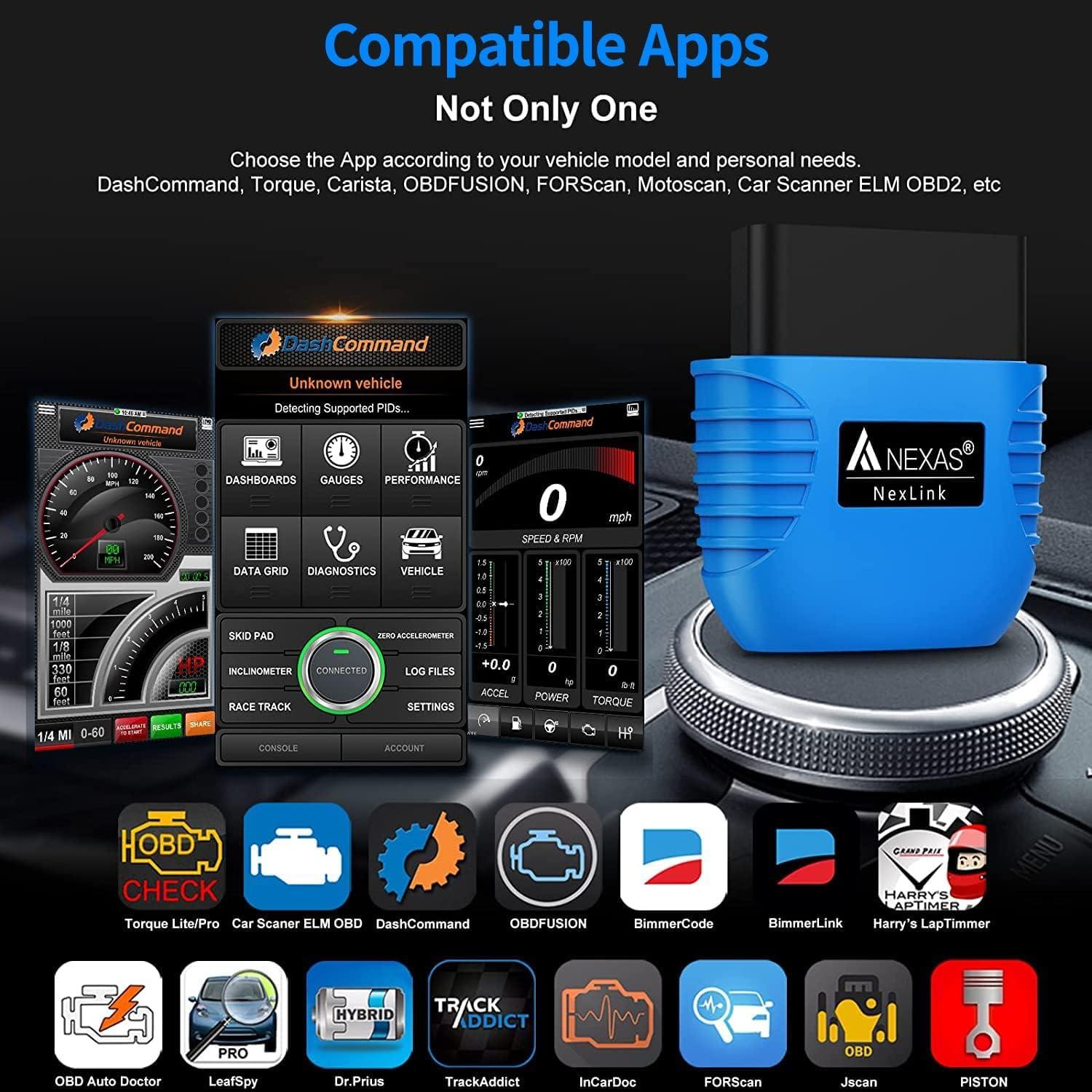 Escáner OBD2 Bluetooth NEXAS NexLINK para Automóviles y Motocicletas