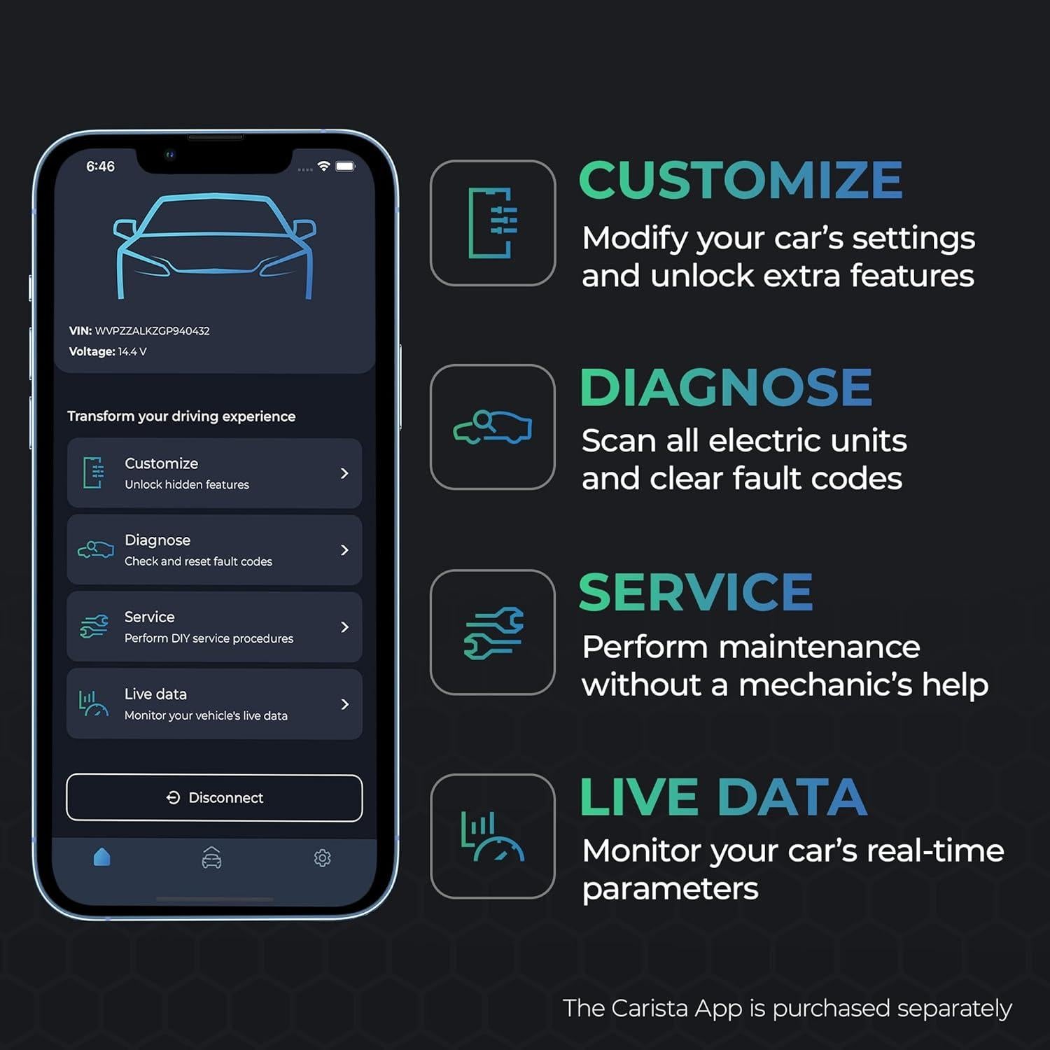 Escáner OBD2 Bluetooth Carista EVO - Diagnóstico Automotriz