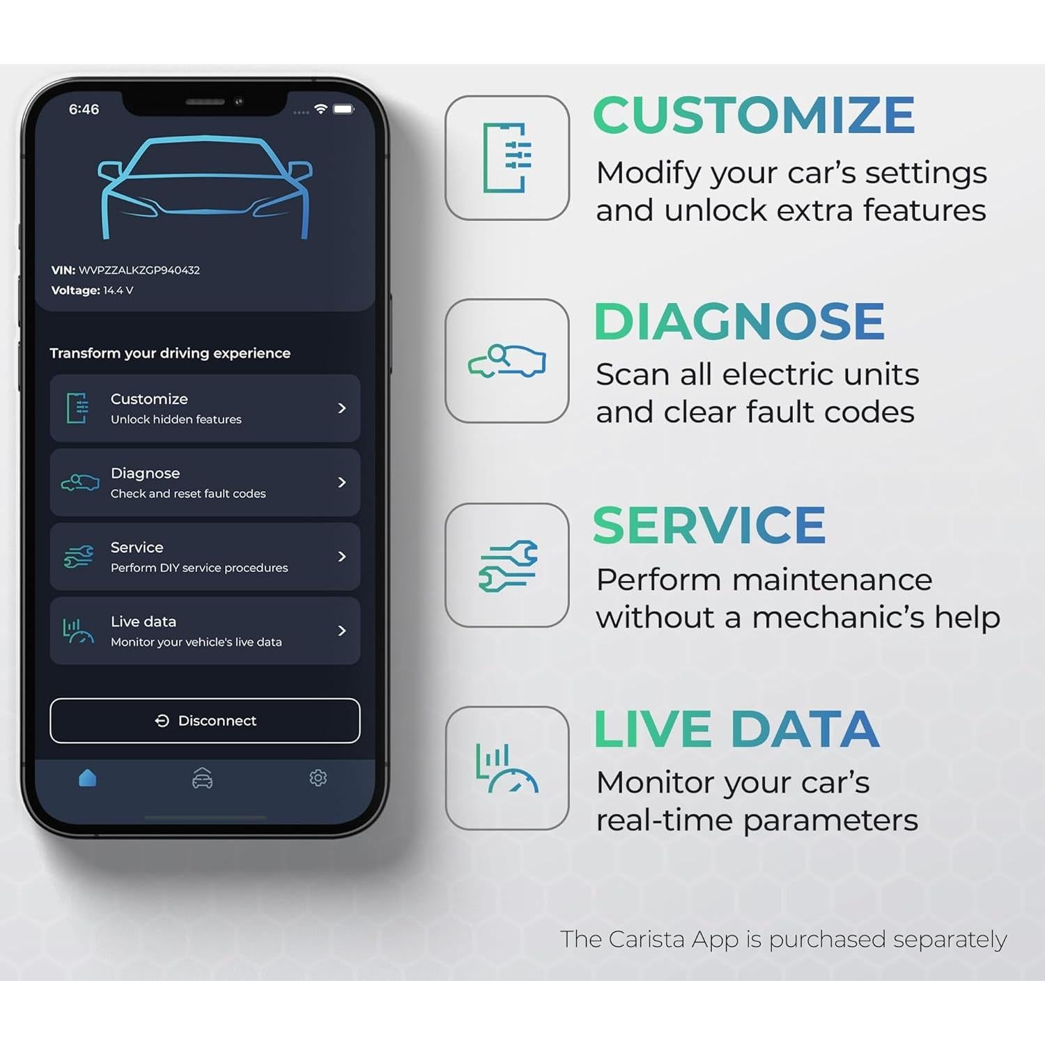 Escáner OBD2 Bluetooth Carista COBD-BT25 - Diagnóstico Automotriz