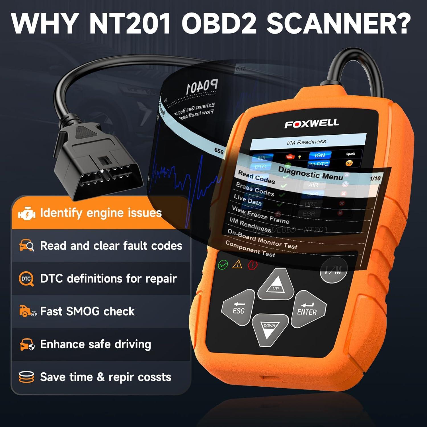 Lector de Códigos OBD2 FOXWELL NT201 - Diagnóstico Automotriz
