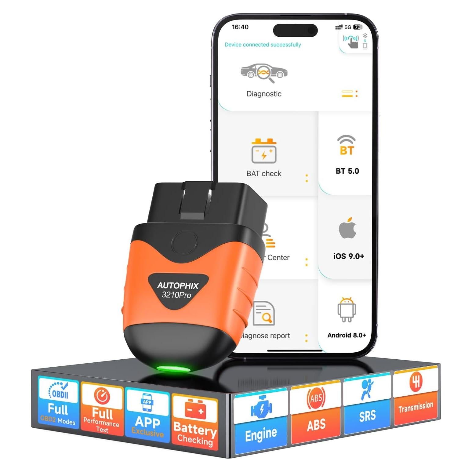 Escáner OBD2 Bluetooth AUTOPHIX 3210 Pro - Diagnóstico ABS, SRS, Motor