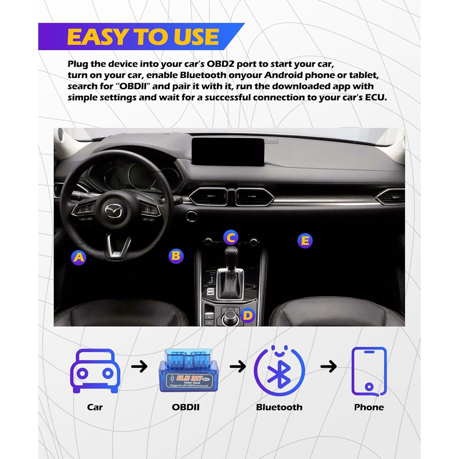 Escáner OBD2 Bluetooth SCUARI 2740SMY001 Diagnóstico 12V