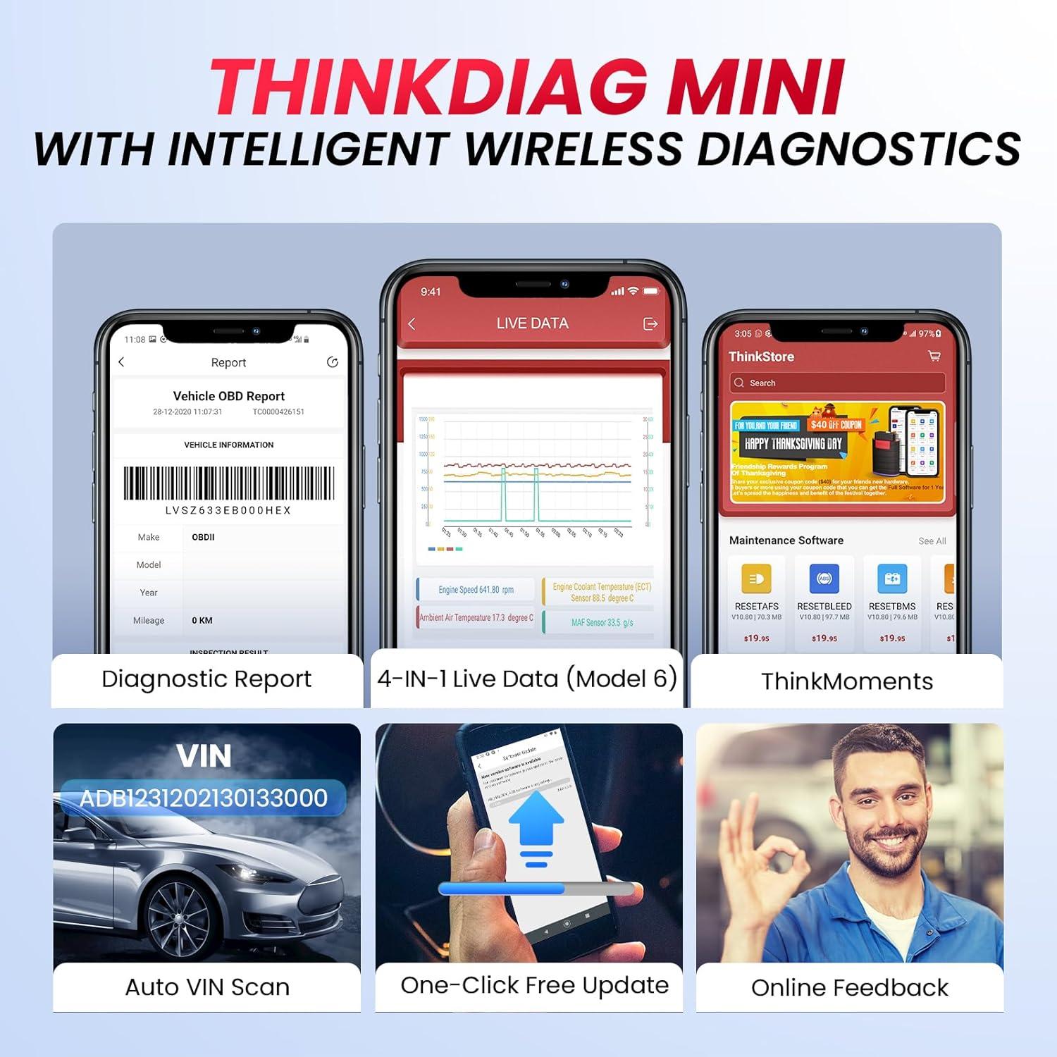 Escáner OBD2 Bluetooth Thinkcar Thinkdiag Mini - Diagnóstico Completo