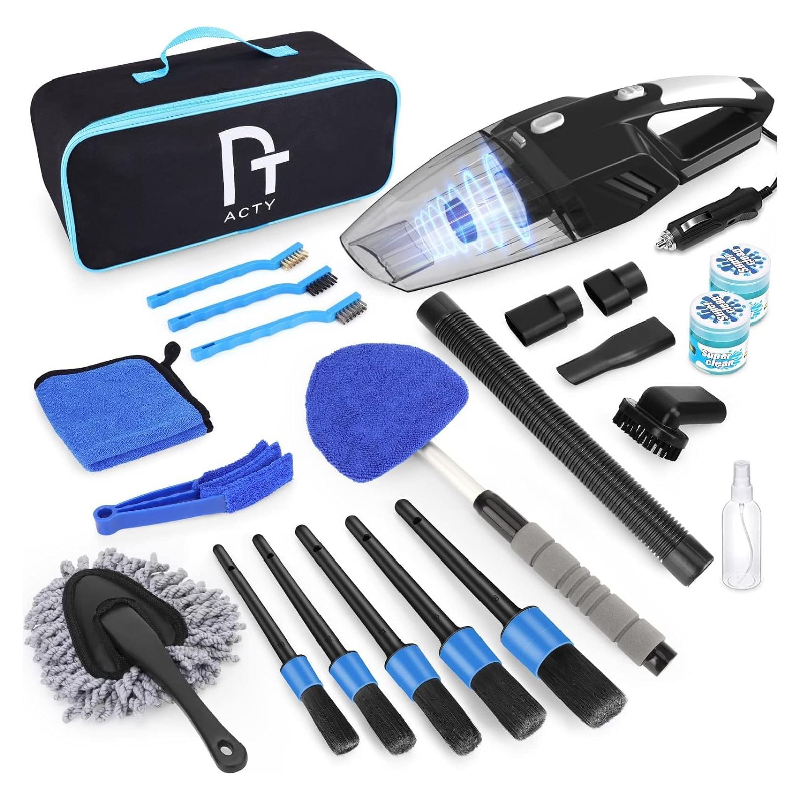 Kit de Detalle de Coche CYANBAMBOO 17 Piezas con Aspiradora