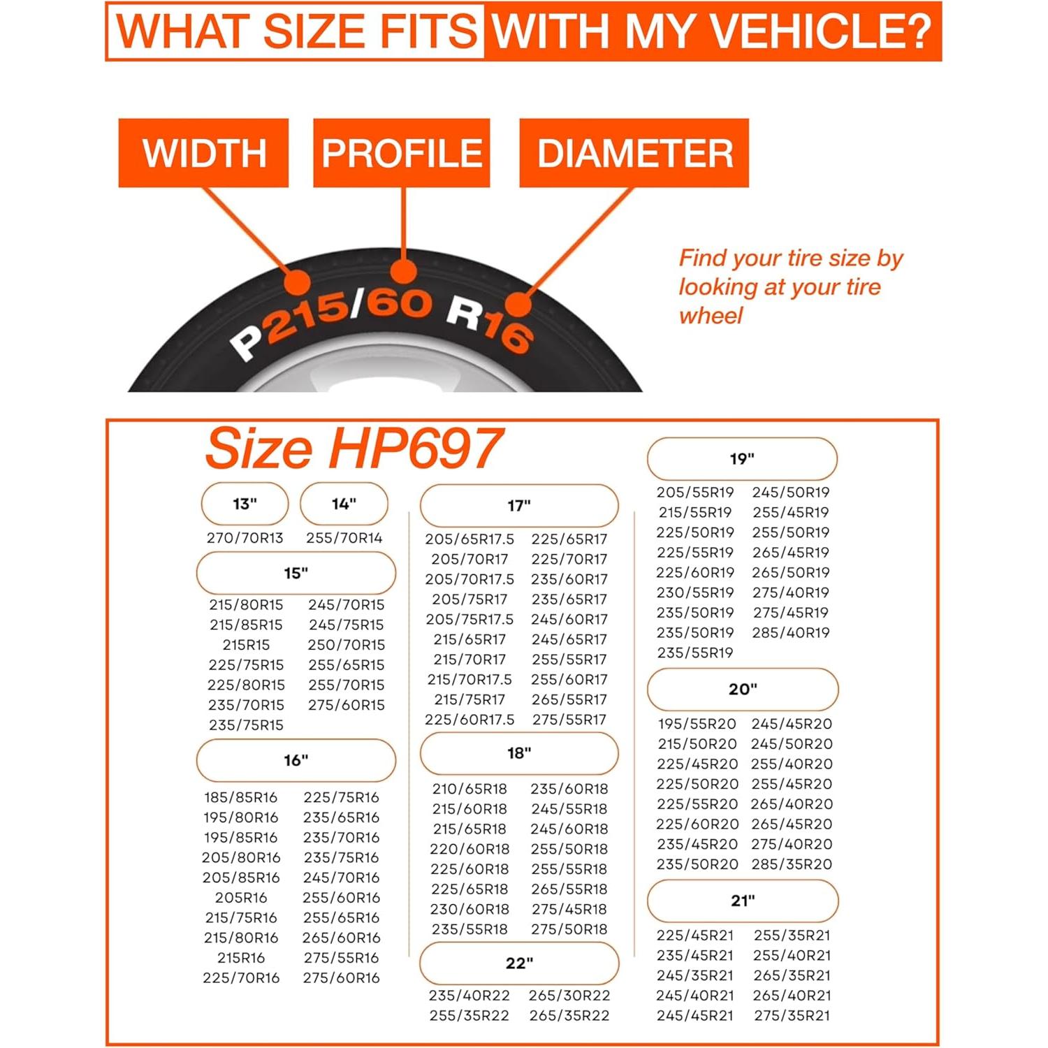 Calcetines de Nieve AutoSock HP697 para Neumáticos 225 mm